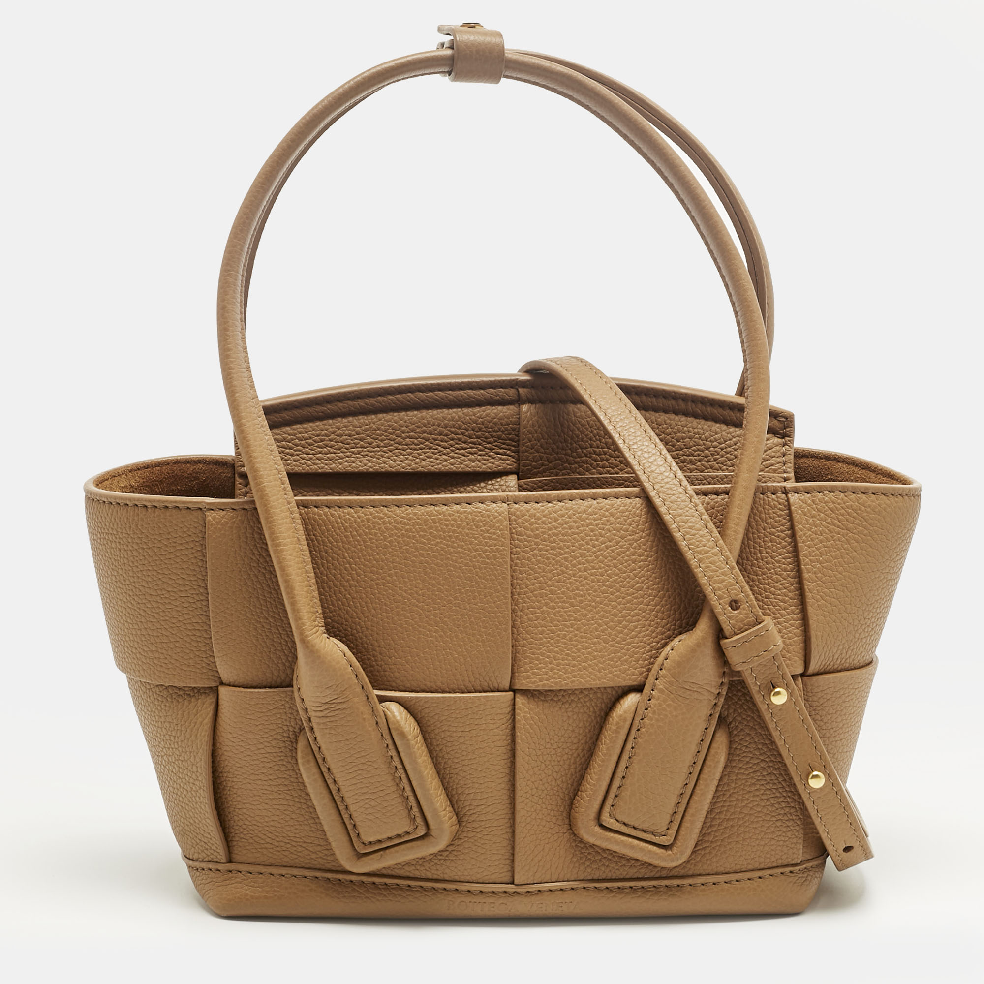 

Bottega Veneta Brown Leather Mini Arco Top Handle Bag