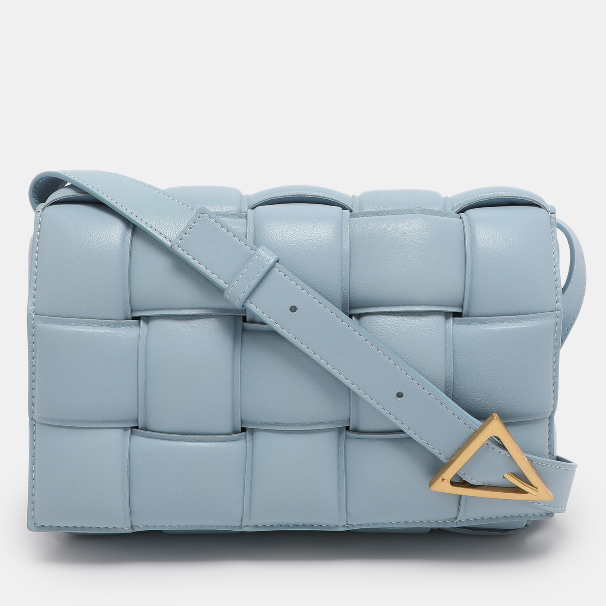 

Bottega Veneta Light Blue Leather Cassette Padded Shoulder Bag