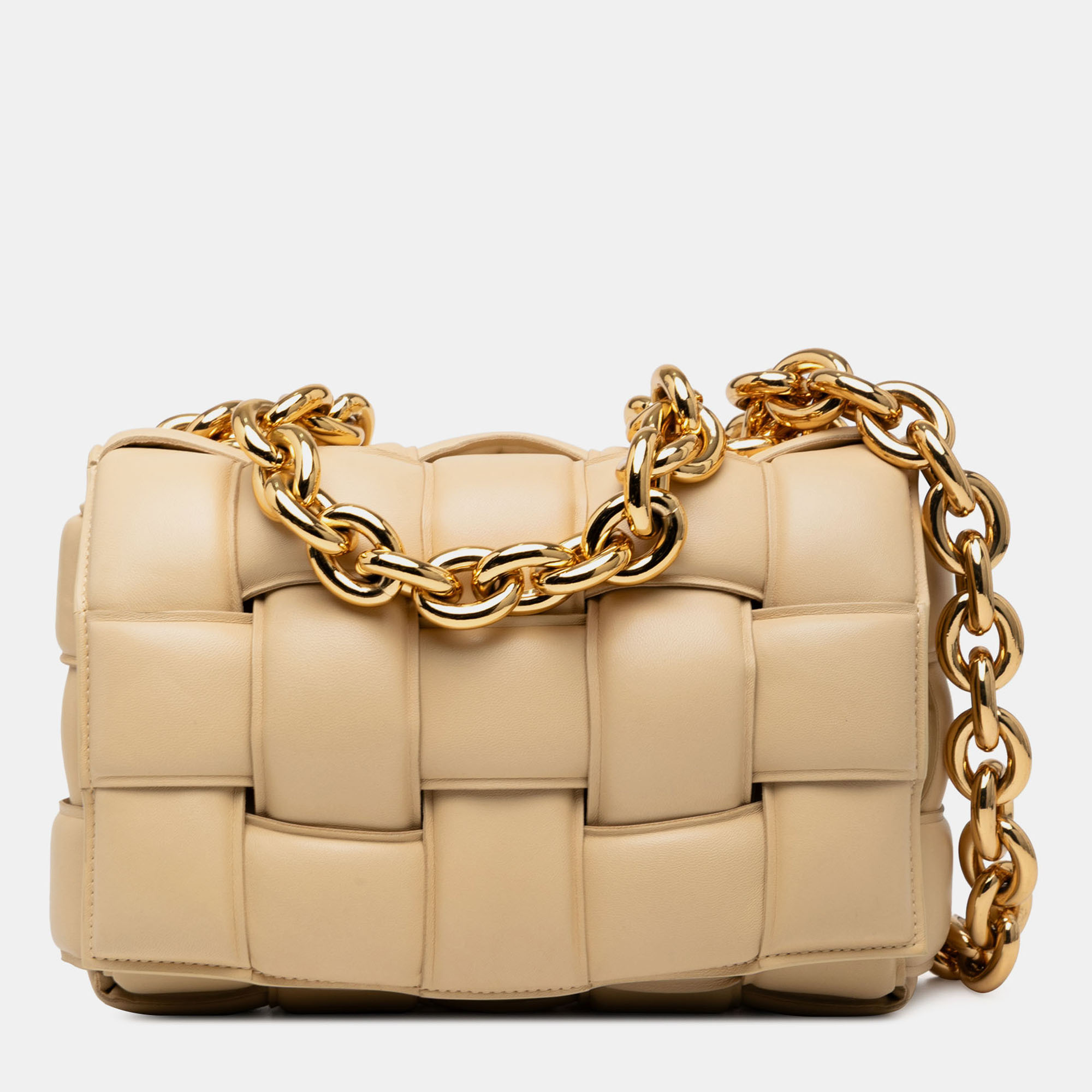 

Bottega Veneta Brown Nappa Intrecciato Padded Chain Cassette Satchel