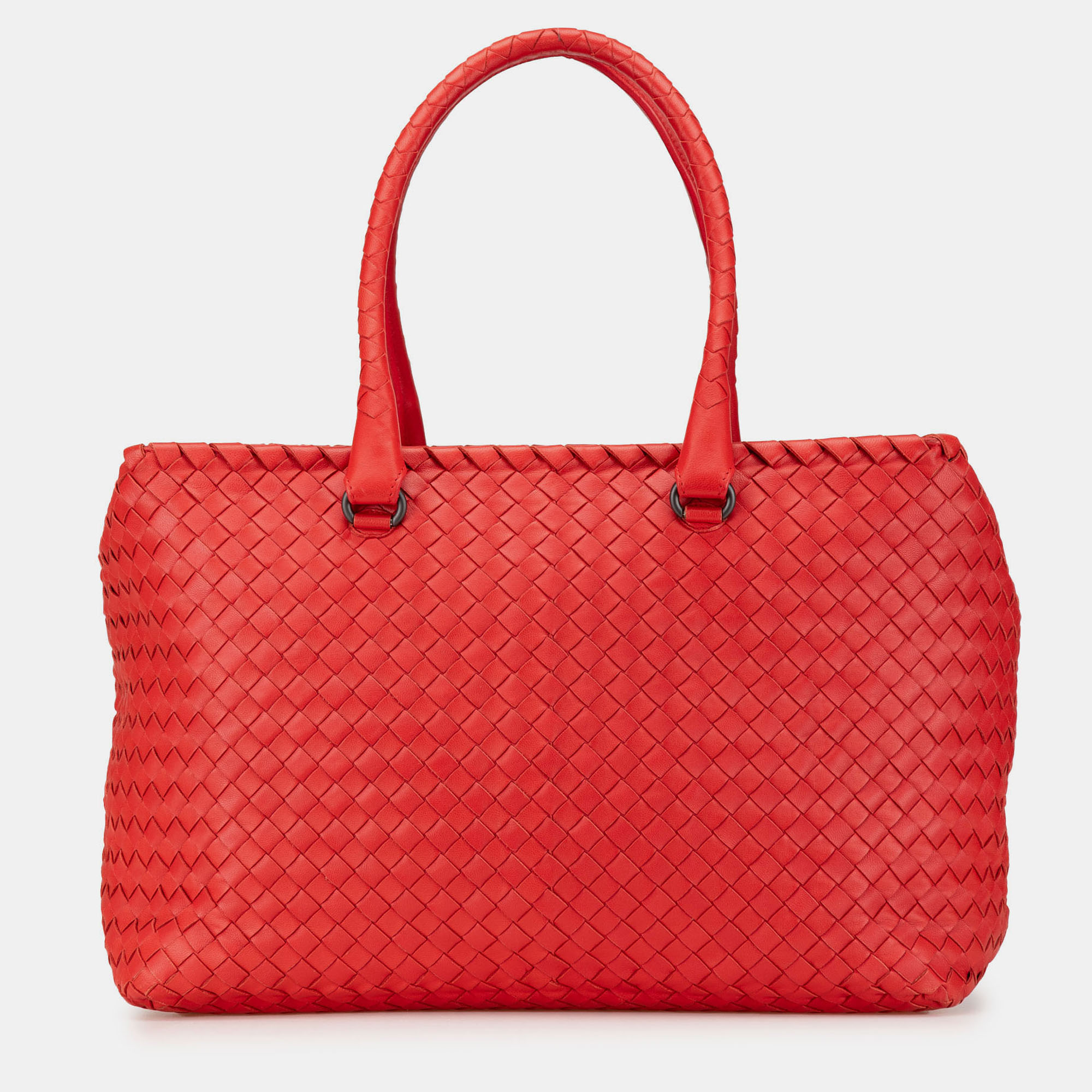 

Bottega Veneta Red Nappa Intrecciato Brick Tote