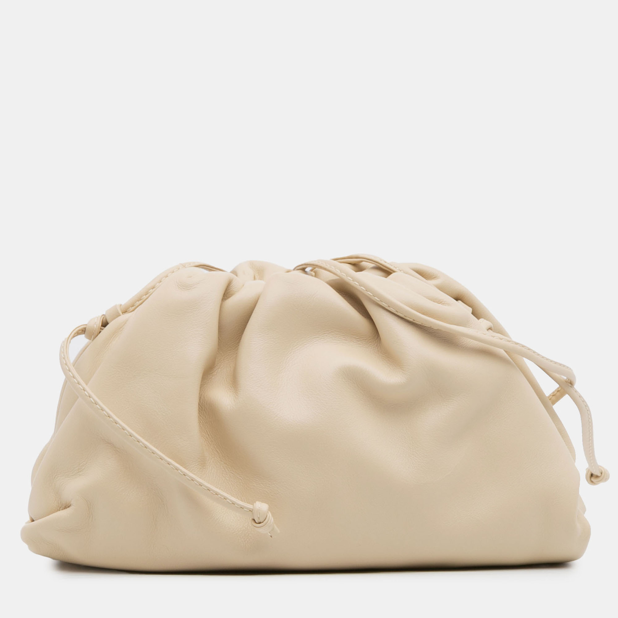 Pre-owned Bottega Veneta Beige Lambskin The Mini Pouch Crossbody In Sand