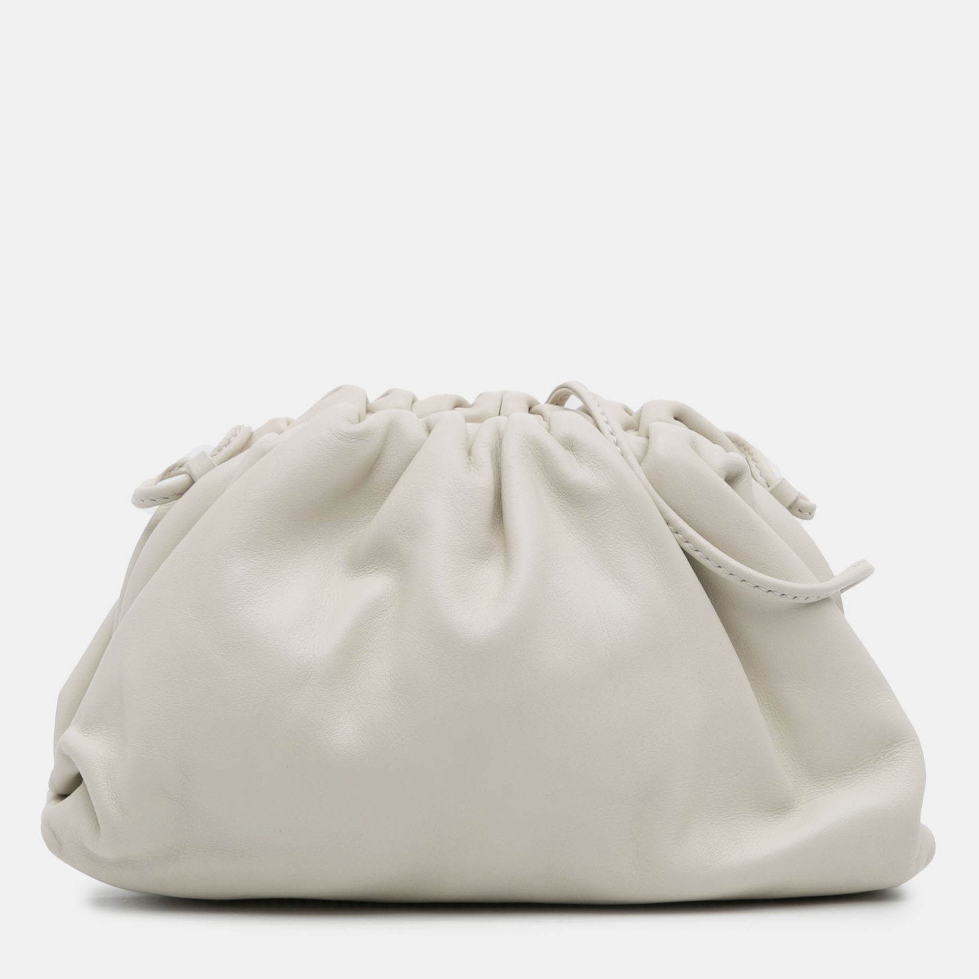 Pre-owned Bottega Veneta White Lambskin The Mini Pouch Crossbody