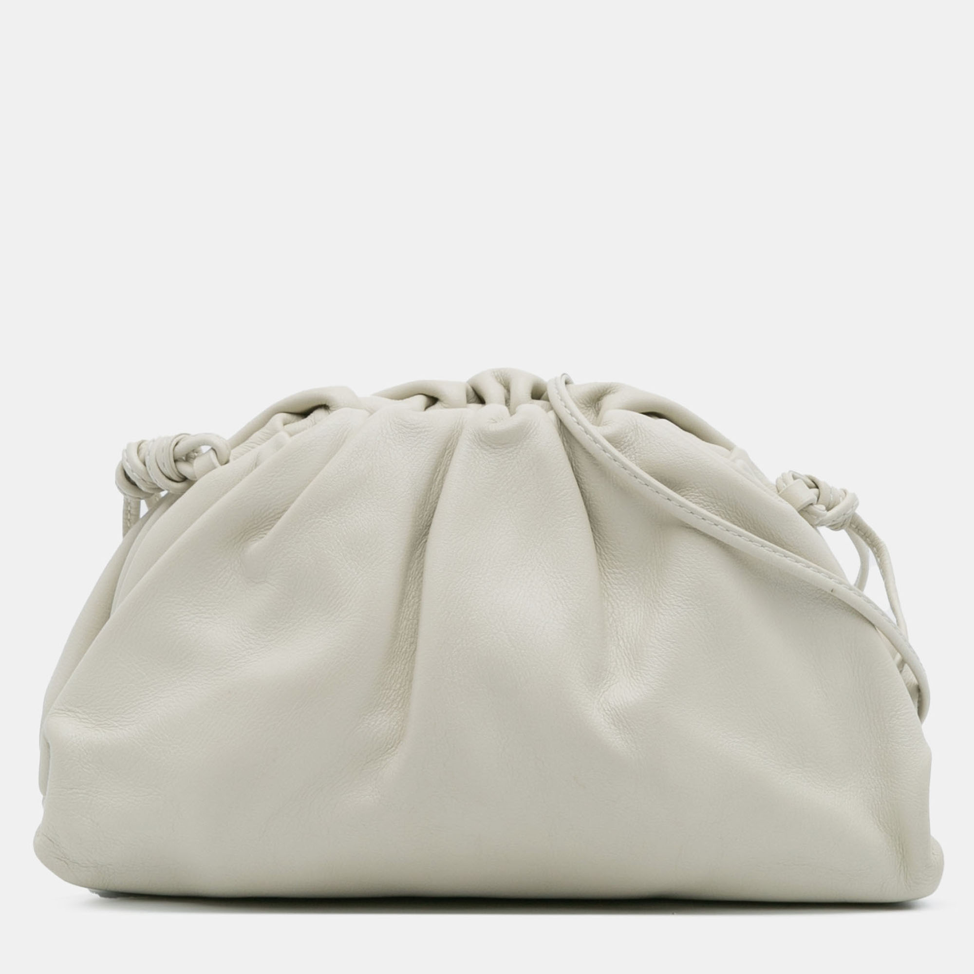Pre-owned Bottega Veneta White Lambskin The Mini Pouch Crossbody