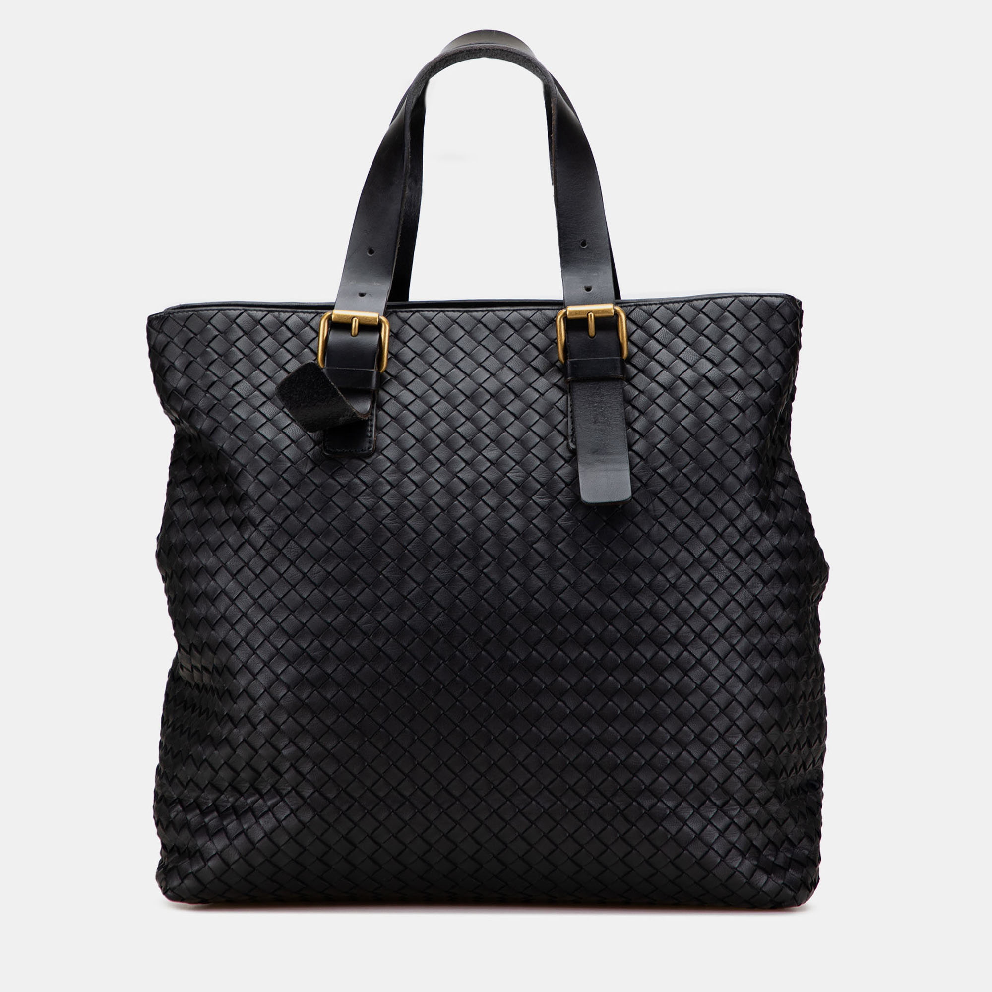 

Bottega Veneta Black Nappa Intrecciato Belted Tote