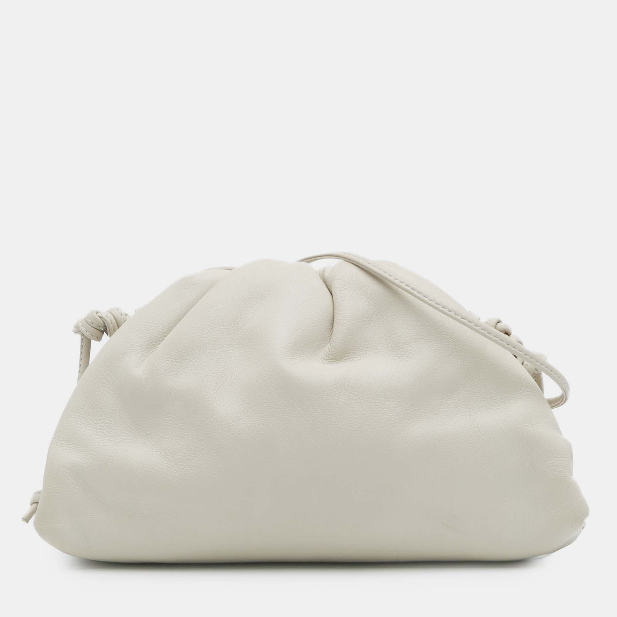 

Bottega Veneta White Lambskin The Mini Pouch Crossbody