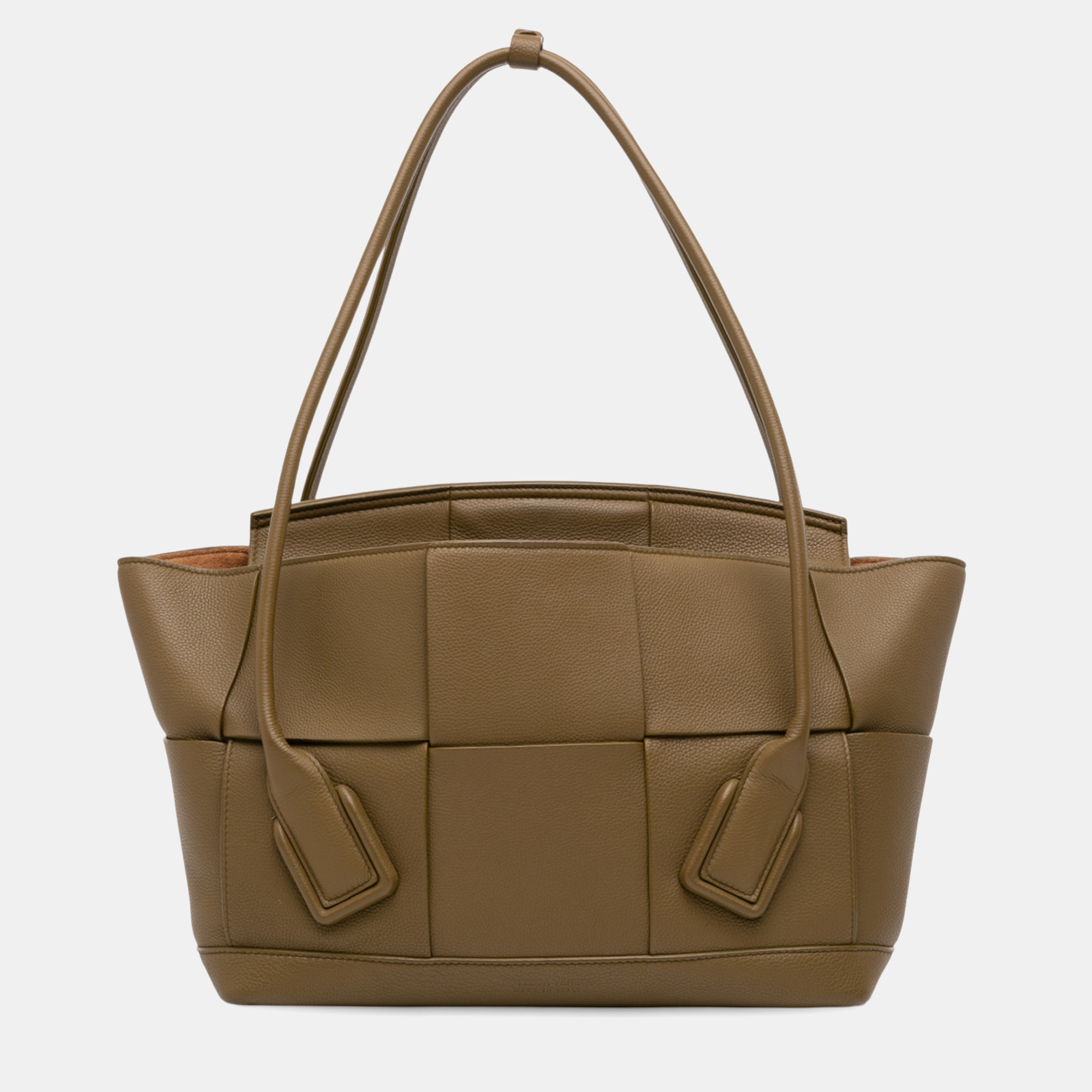 Pre-owned Bottega Veneta Brown Medium Grained Calfskin Maxi Intrecciato Arco Bag