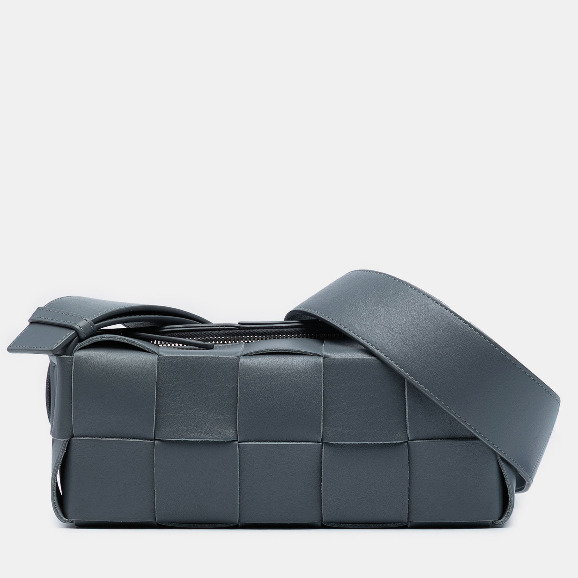 

Bottega Veneta Grey Small Lambskin Intrecciato Brick Cassette