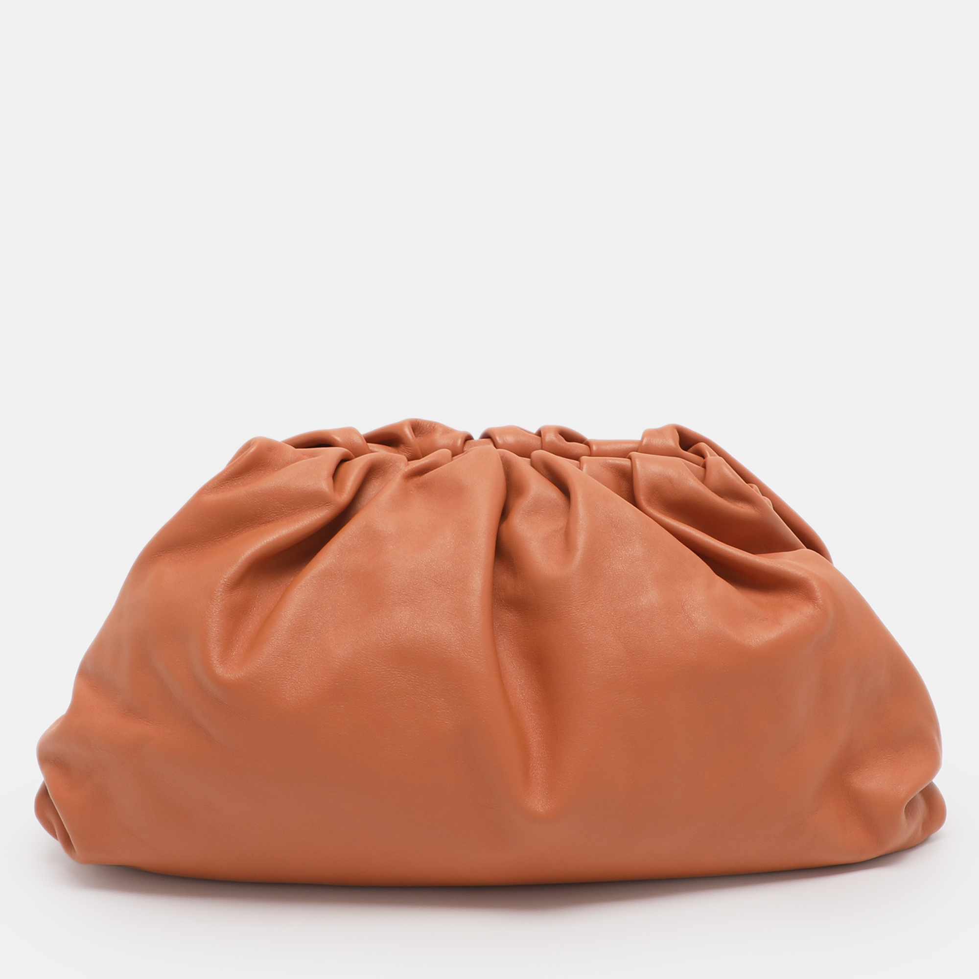 

Bottega Veneta Clay Leather  The Pouch Clutch, Brown
