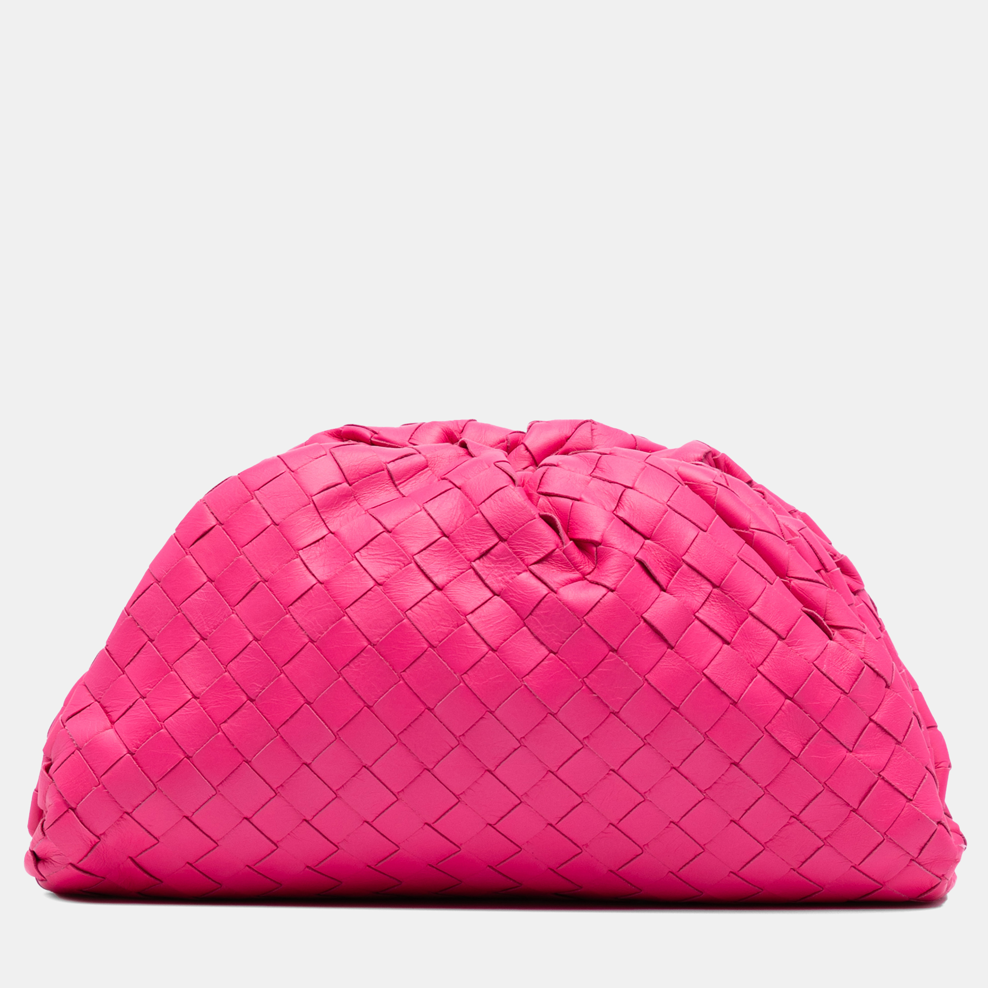 Pre-owned Bottega Veneta Pink Nappa Intrecciato The Mini Pouch