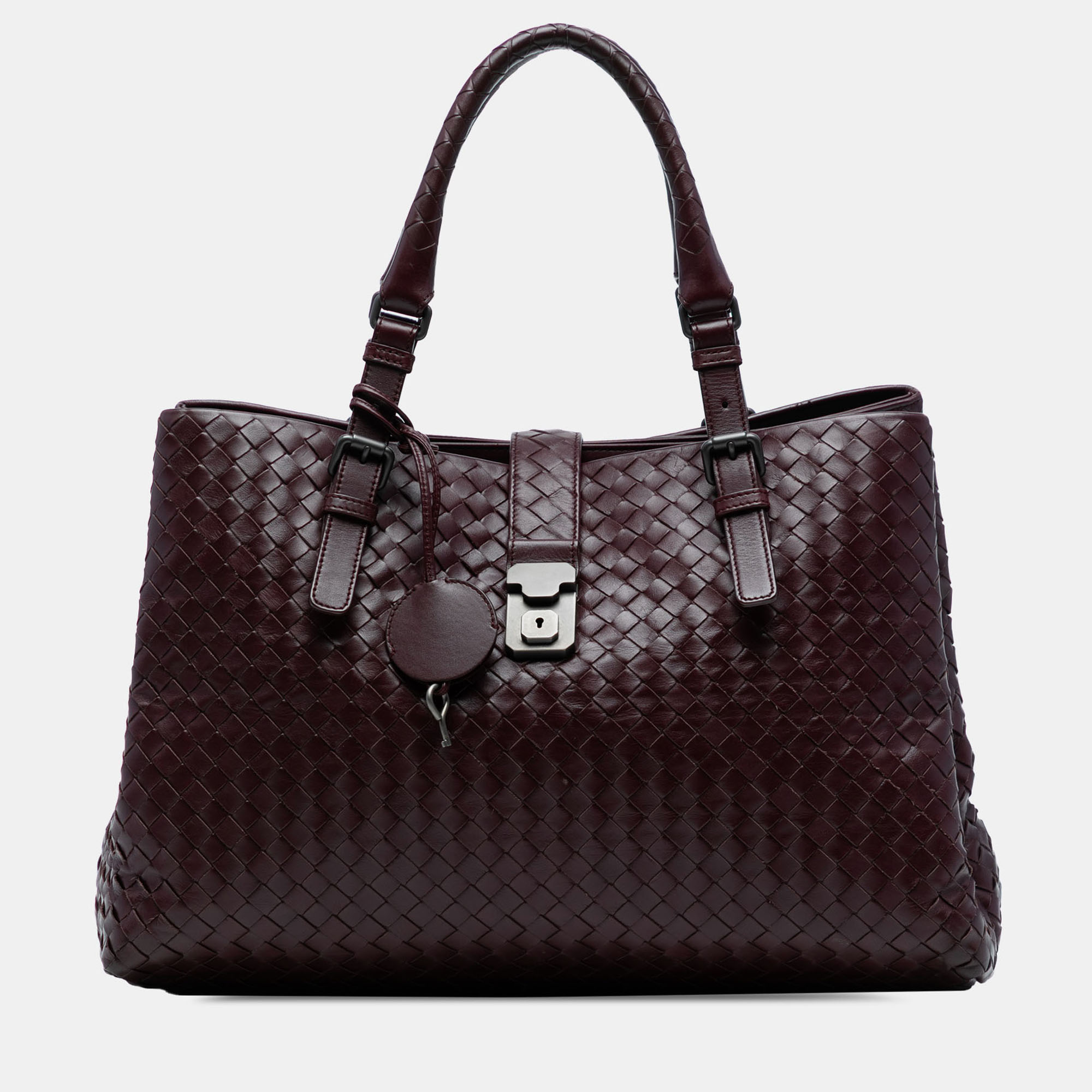 

Bottega Veneta Burgundy Medium Nappa Intrecciato Roma Tote