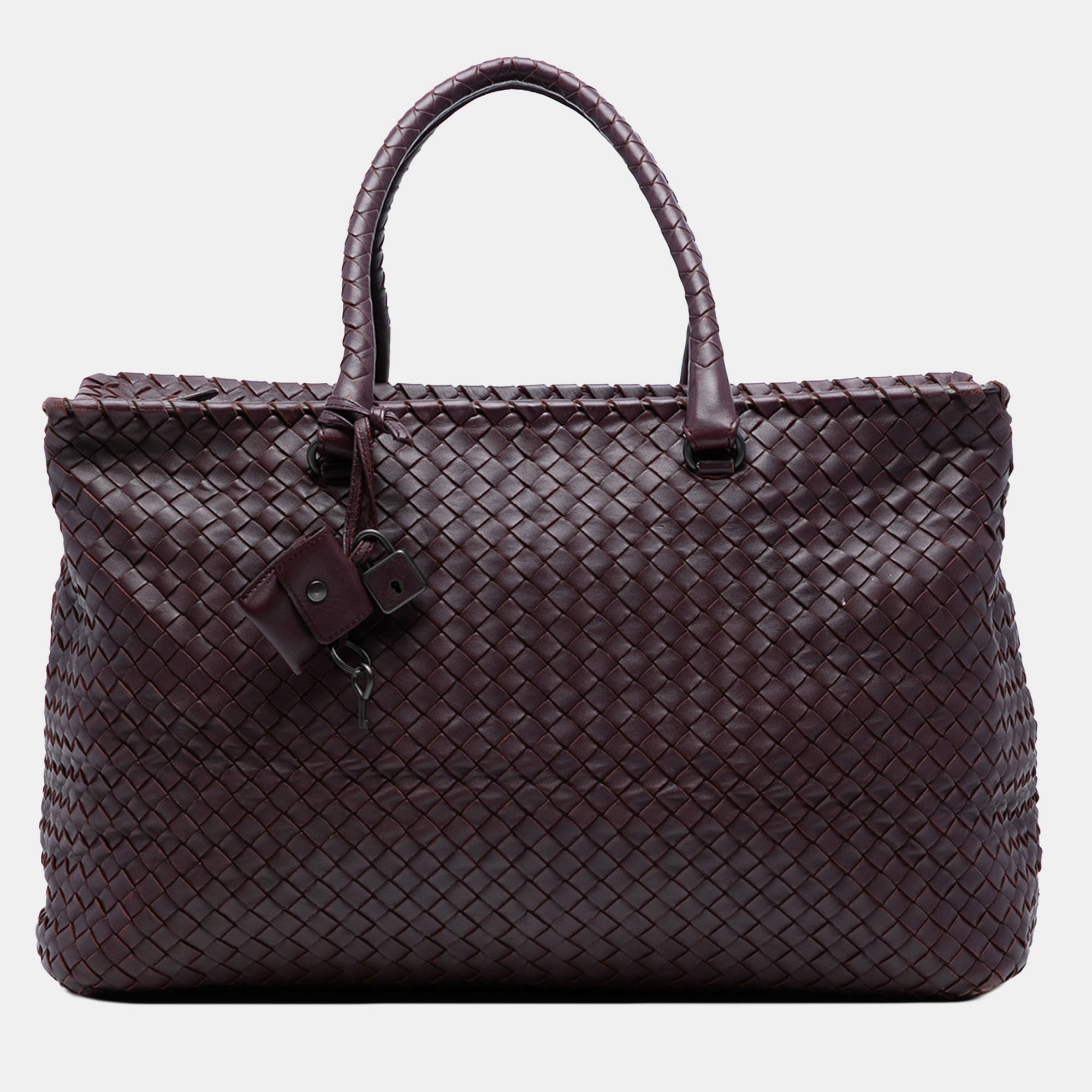 

Bottega Veneta Burgundy Large Nappa Intrecciato Brick Tote