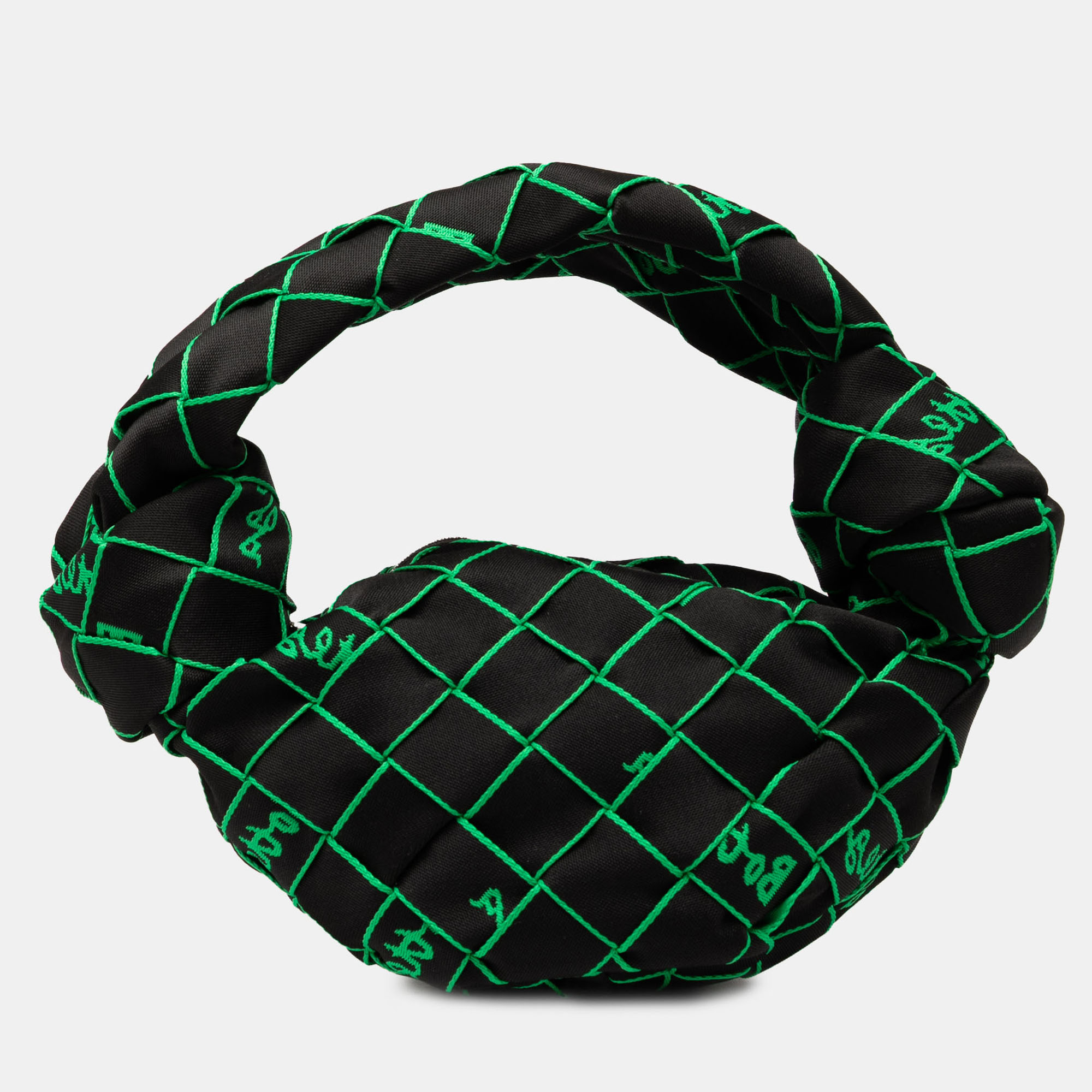 

Bottega Veneta Intrecciato Double Knot Mini Synthetic Fabric Top Handle Bag, Black