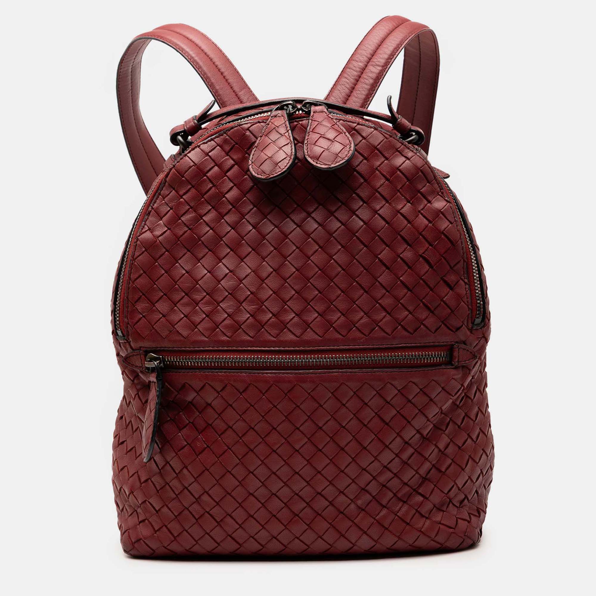 

Bottega Veneta Nappa Intrecciato Backpack, Red