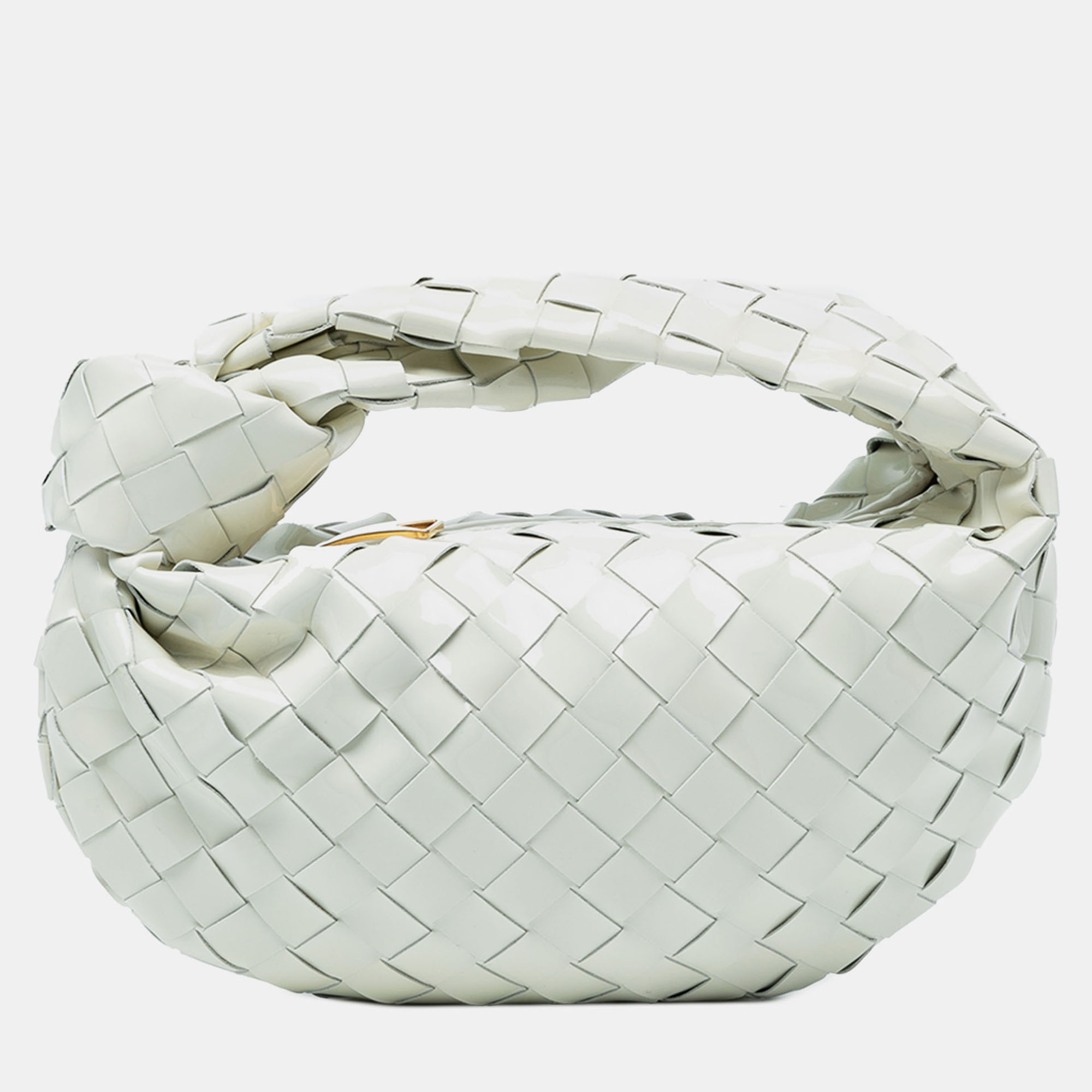 

Bottega Veneta White Mini Patent Intrecciato Jodie