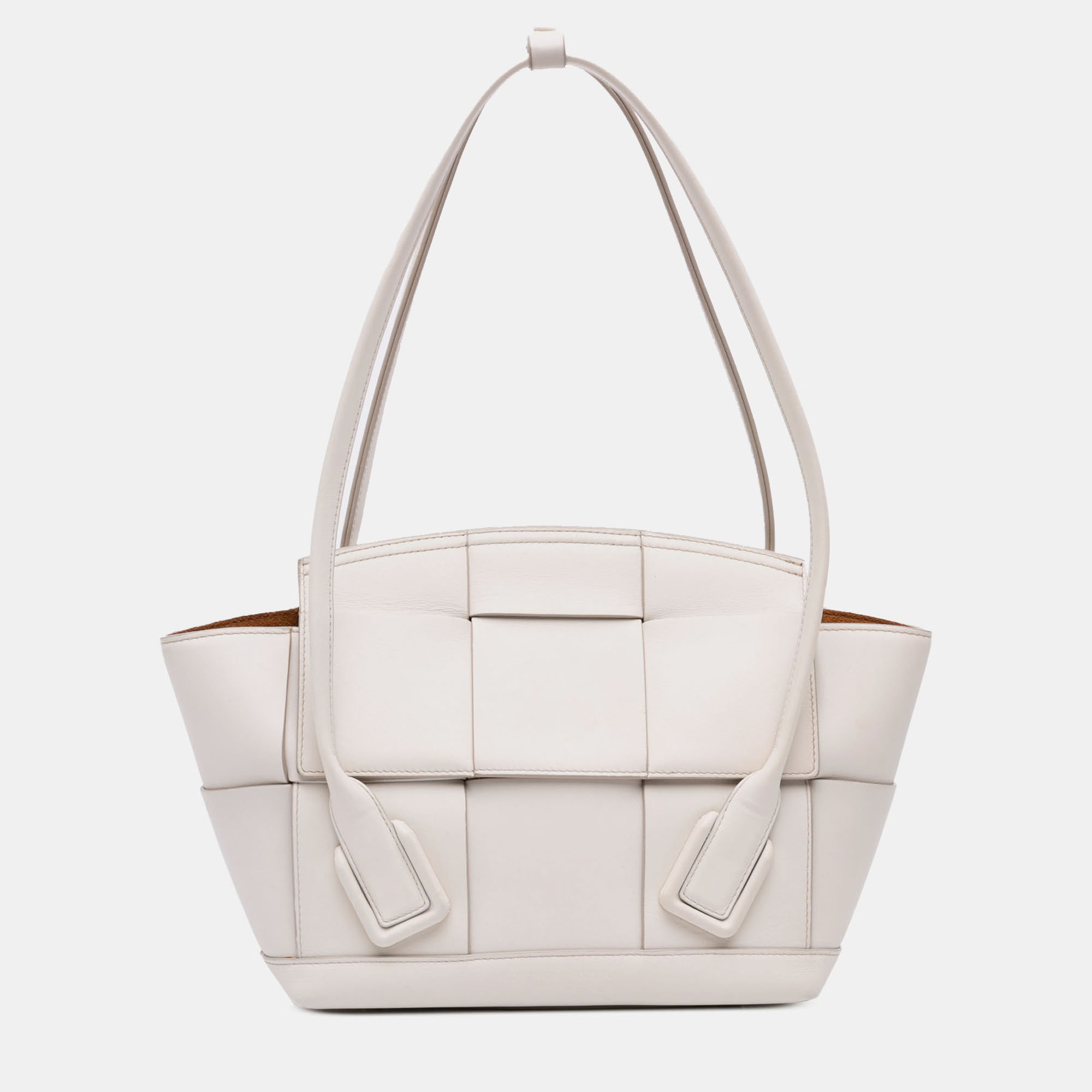 

Bottega Veneta White Small Calfskin Maxi Intrecciato Arco Satchel