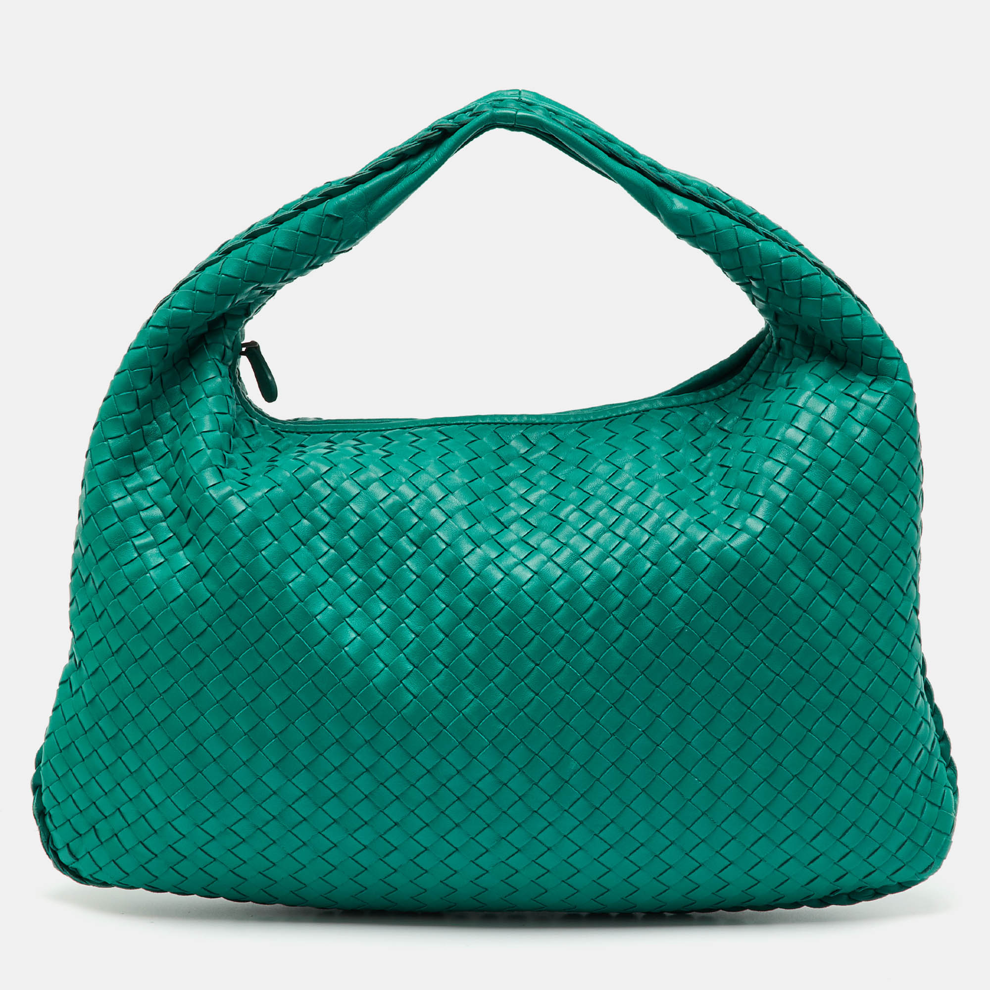 BOTTEGA VENETA Pre-owned Teal Green Intrecciato Leather Veneta Hobo