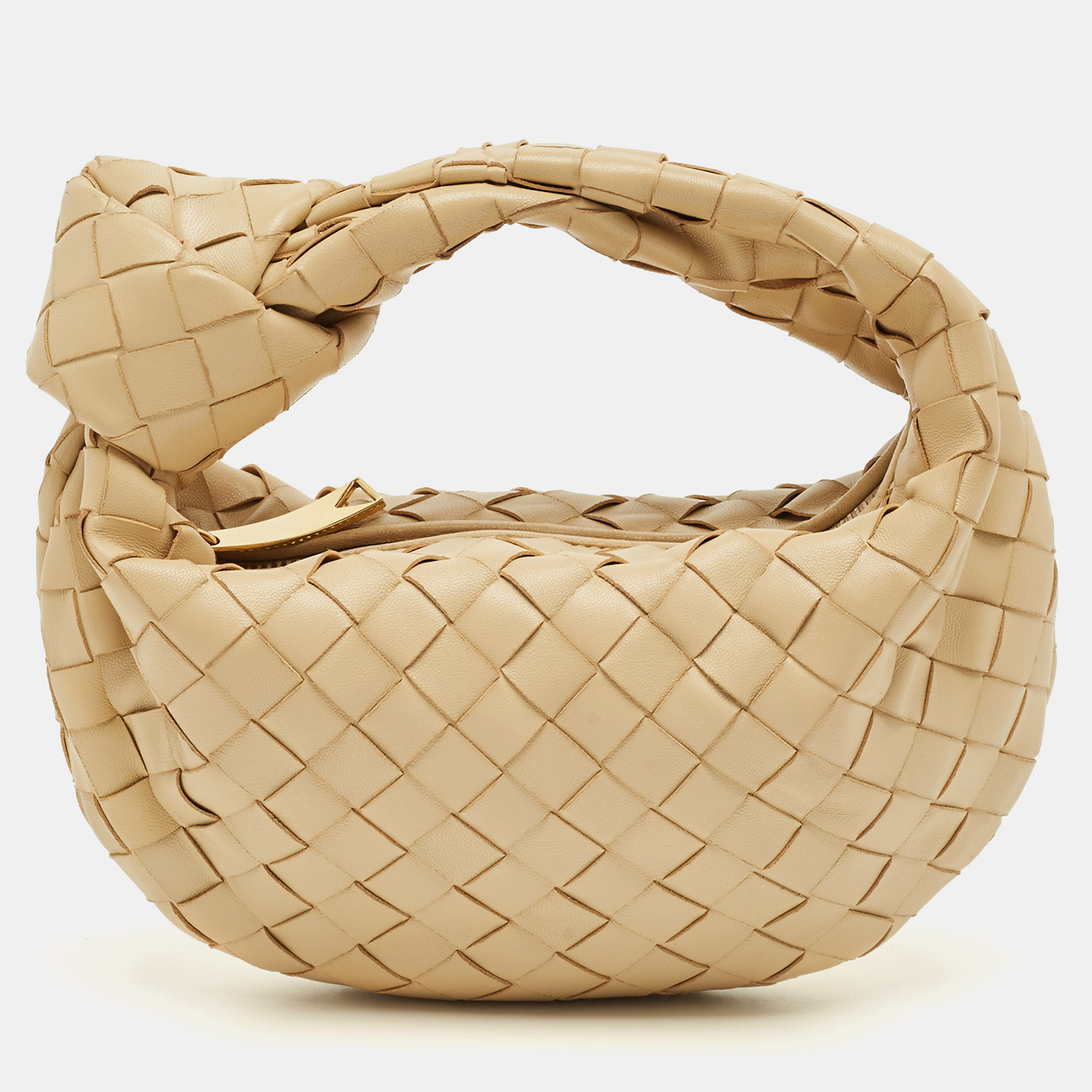 

Bottega Veneta Beige Intrecciato Leather Mini Jodie Hobo