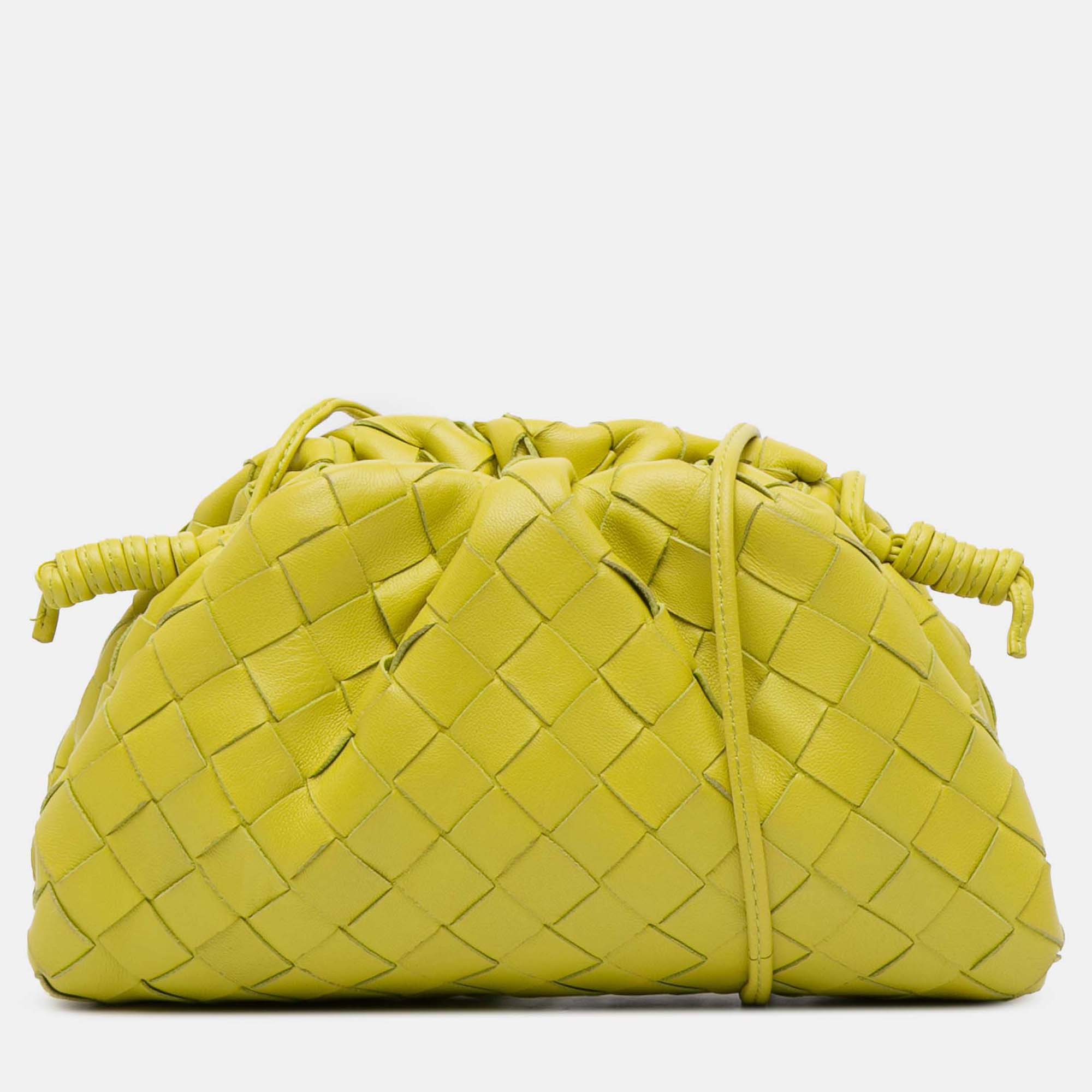 

Bottega Veneta Yellow Nappa Intrecciato The Mini Pouch Crossbody