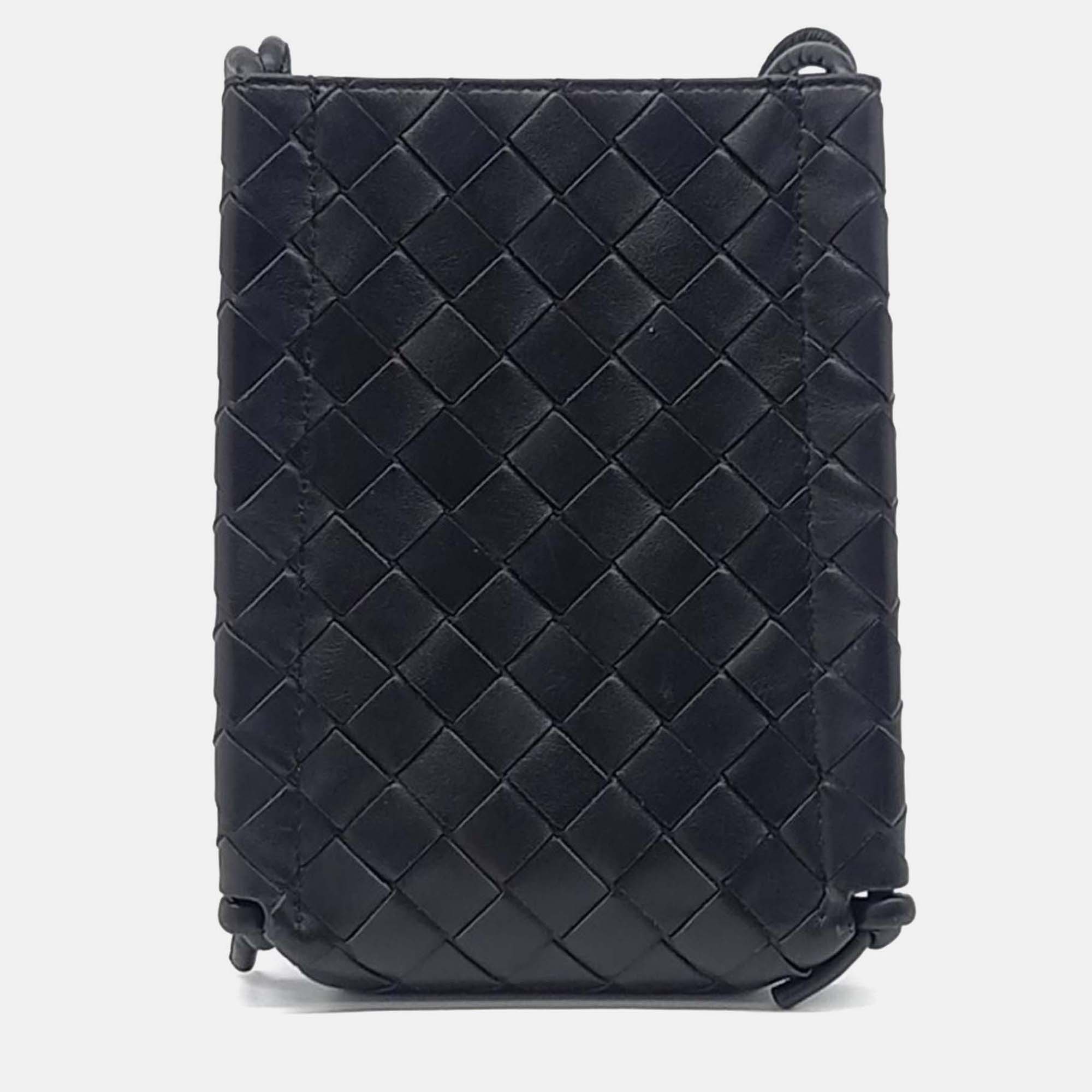 

Bottega Veneta Black Leather Mesh Mini Crossbody Bag