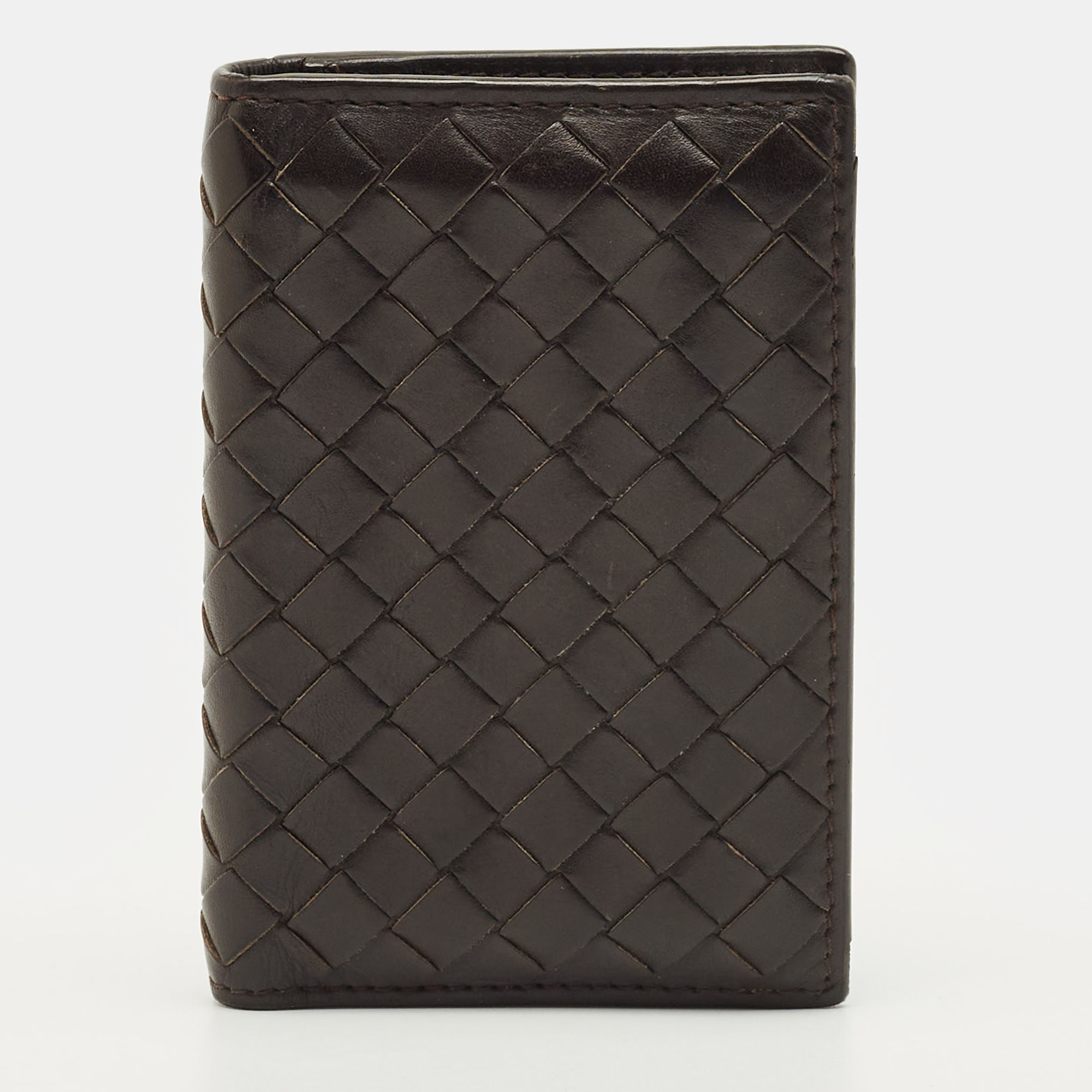 BOTTEGA VENETA Pre-owned Dark Brown Intrecciato Leather Card Case