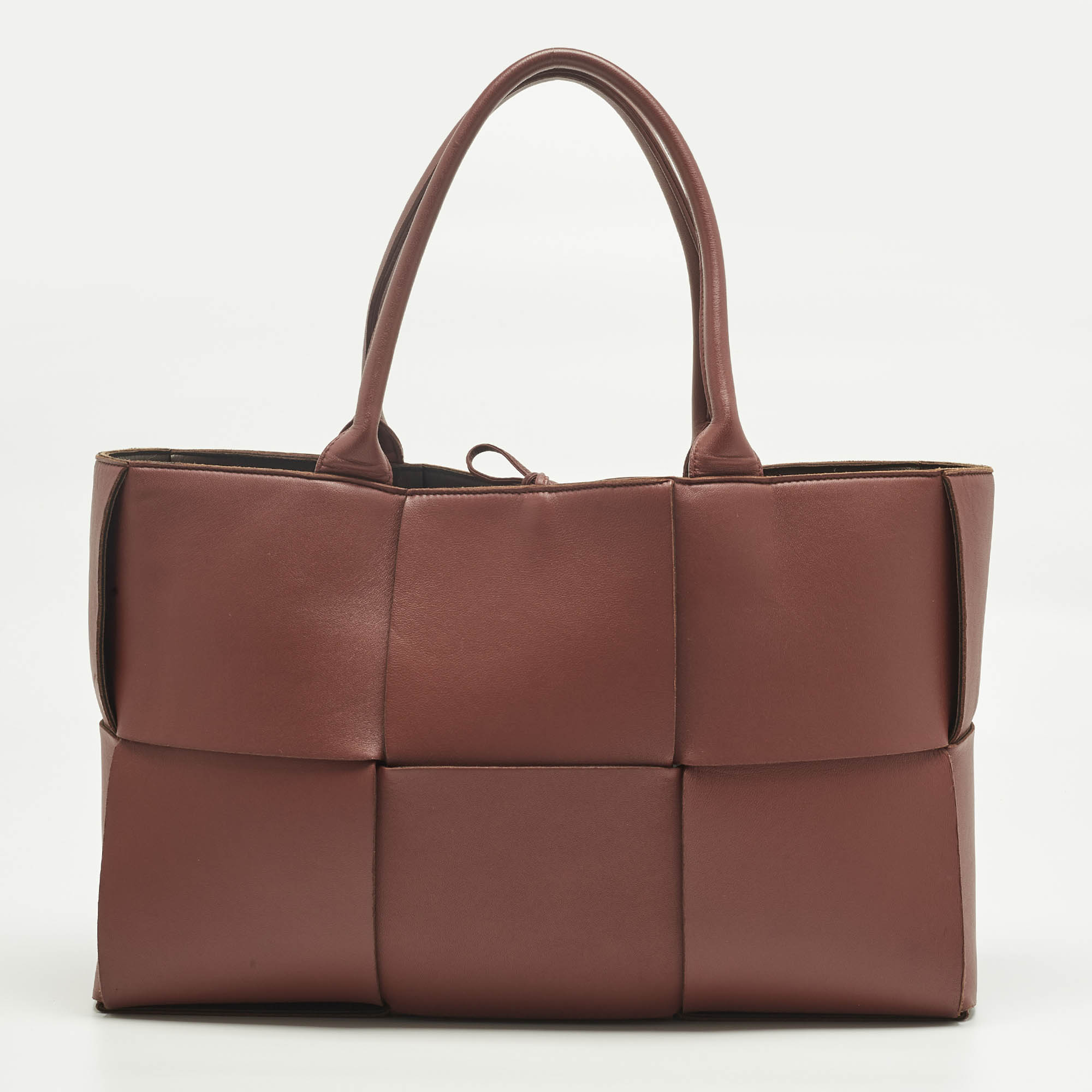 

Bottega Veneta Dark Brown Intreccio Leather  Arco Tote
