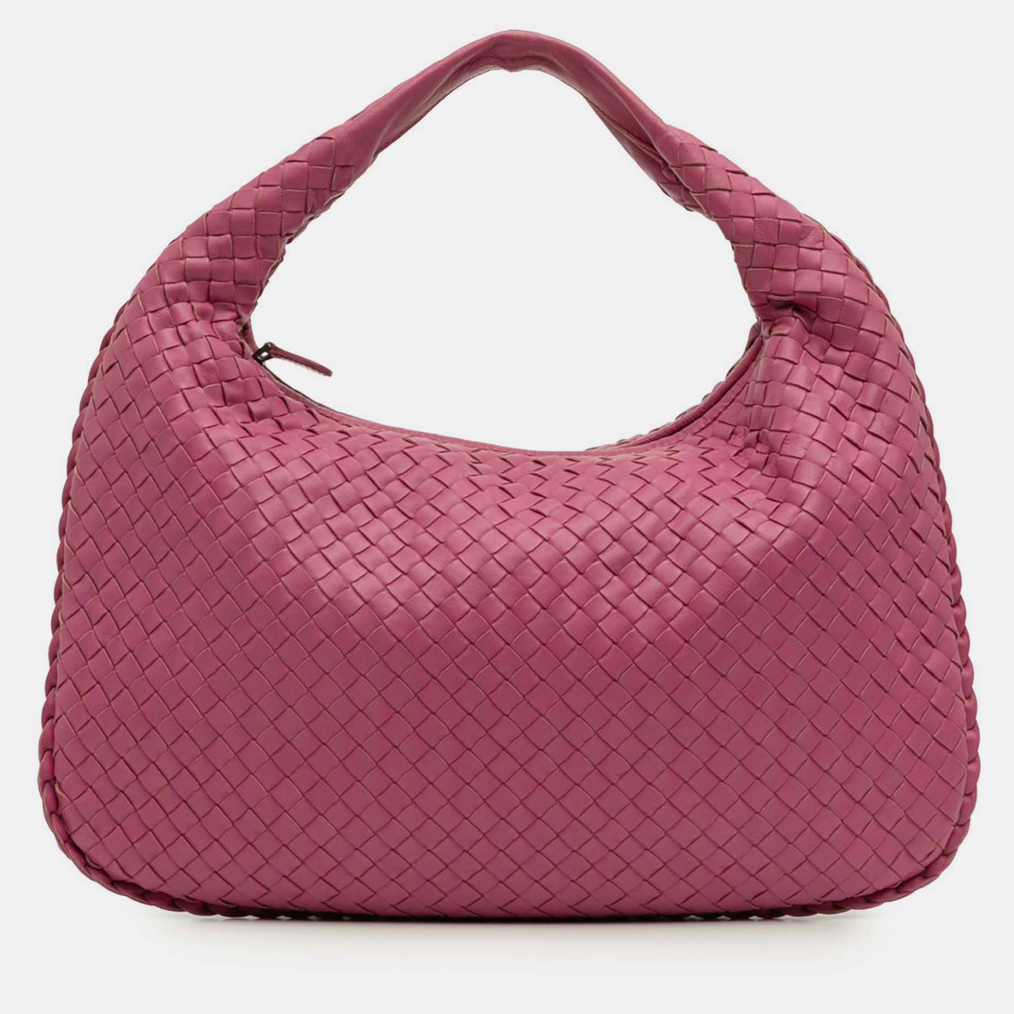 

Bottega Veneta Pink Small Nappa Intrecciato Veneta Hobo
