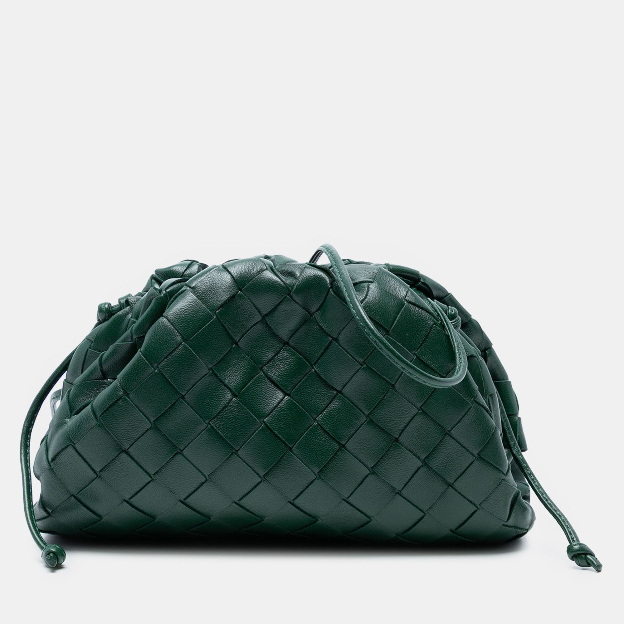 Pre-owned Bottega Veneta Green Nappa Intrecciato The Mini Pouch Crossbody