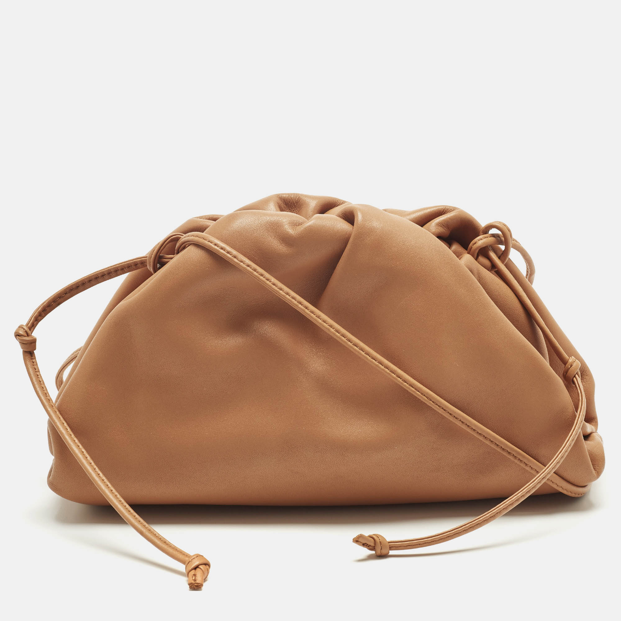 Pre-owned Bottega Veneta The Pouch Mini Brown Leather Clutch Bag