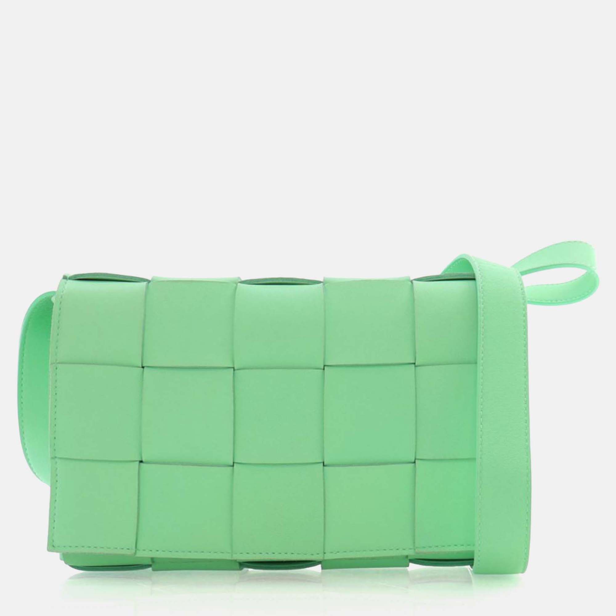 

Bottega Veneta Lambskin Cassette Crossbody, Green