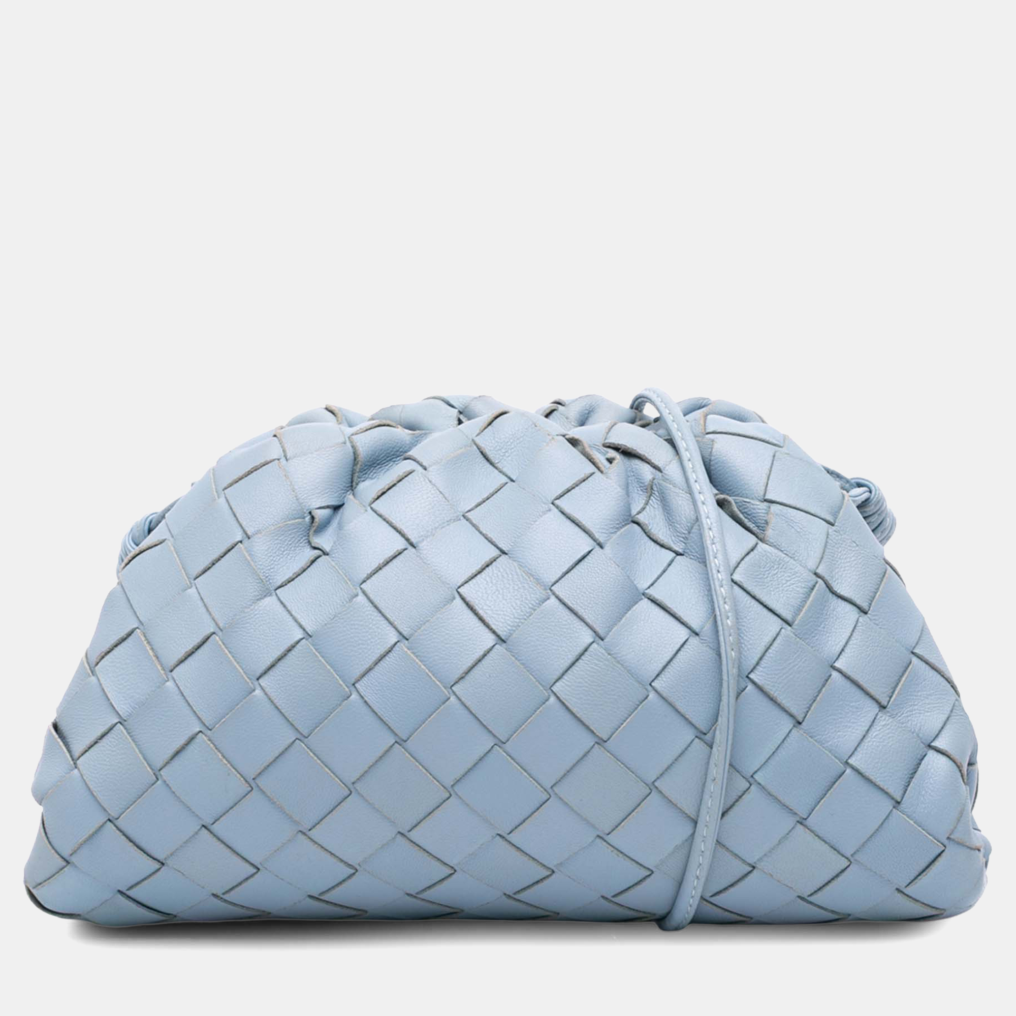 Pre-owned Bottega Veneta Blue Nappa Intrecciato The Mini Pouch Crossbody