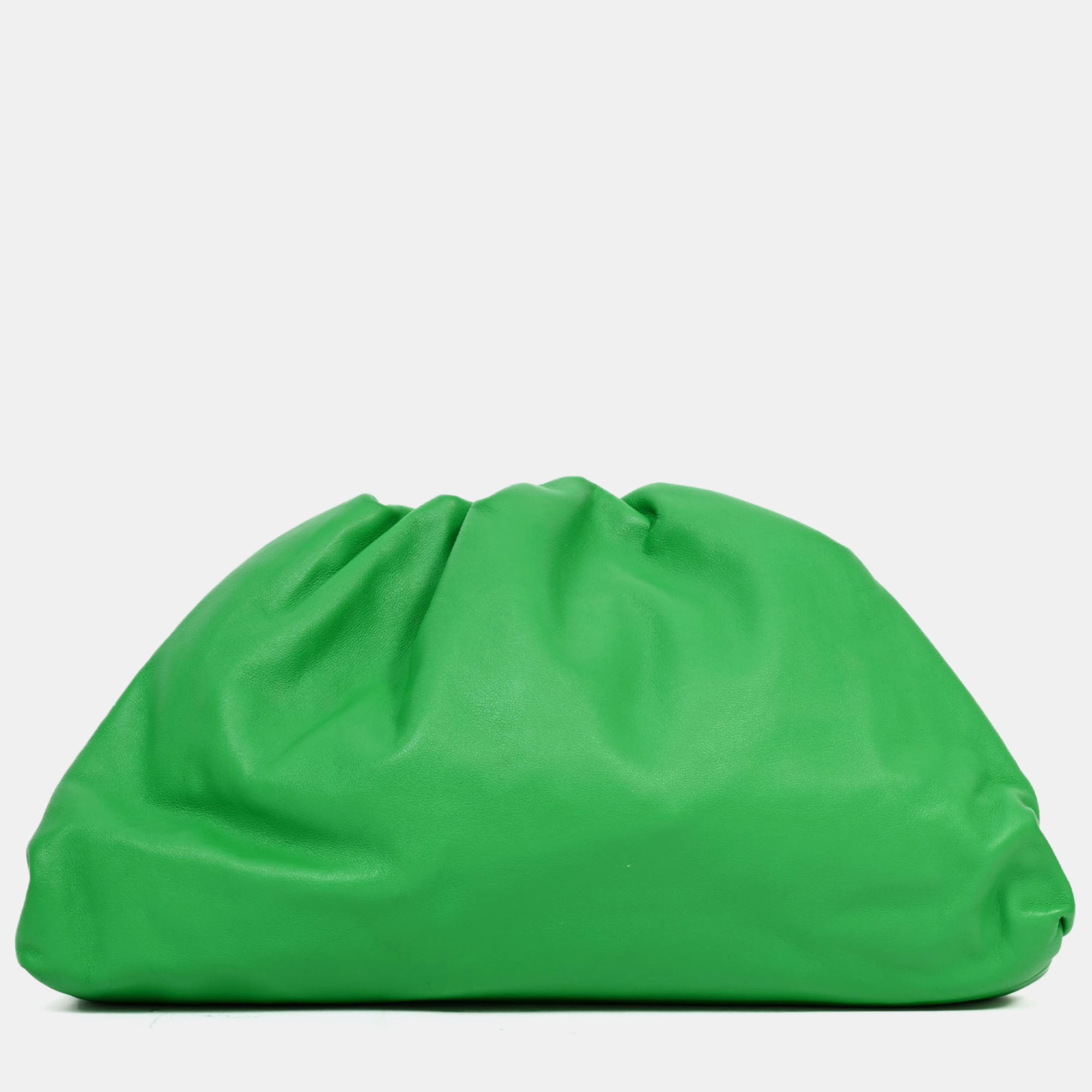 Pre-owned Bottega Veneta Emerald Green Leather Large Classic Pouch