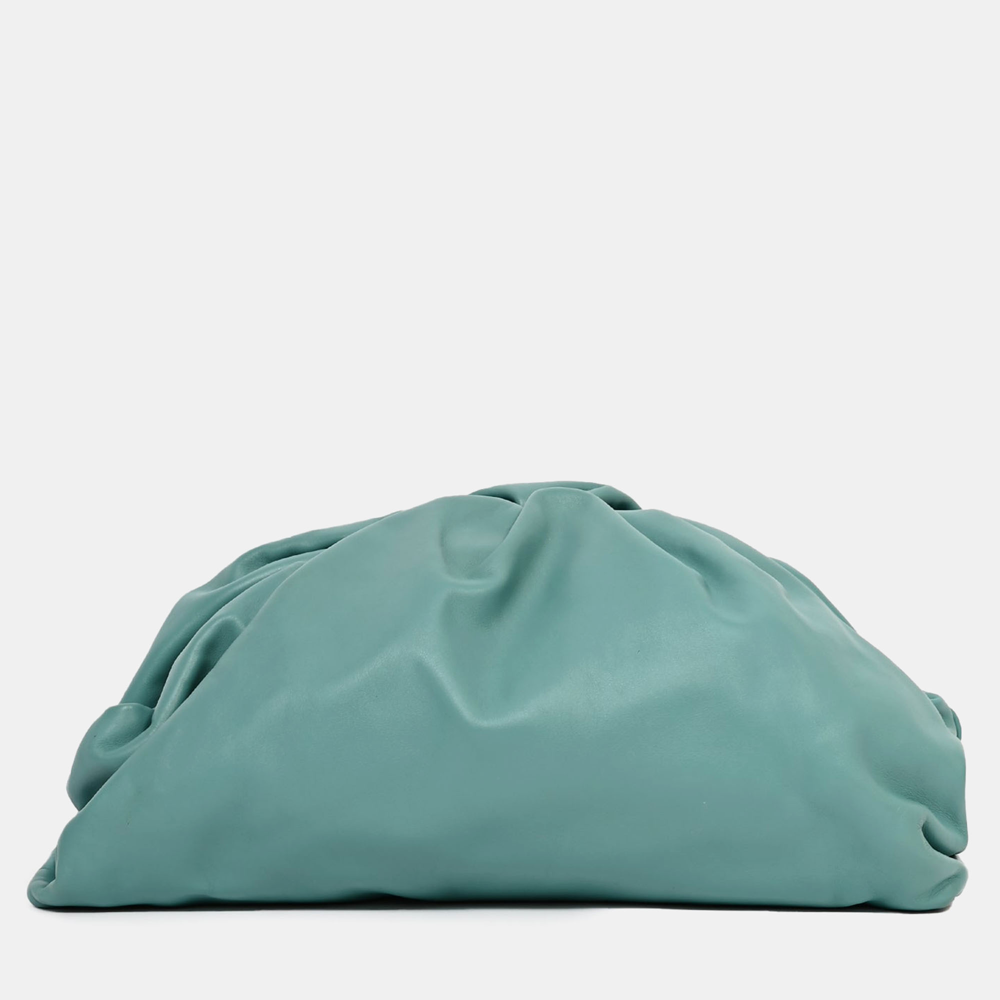 Click to view more detailed imagery on our partner's website Pre-owned Bottega Veneta Teal Leather Large Classic Pouch In Blue