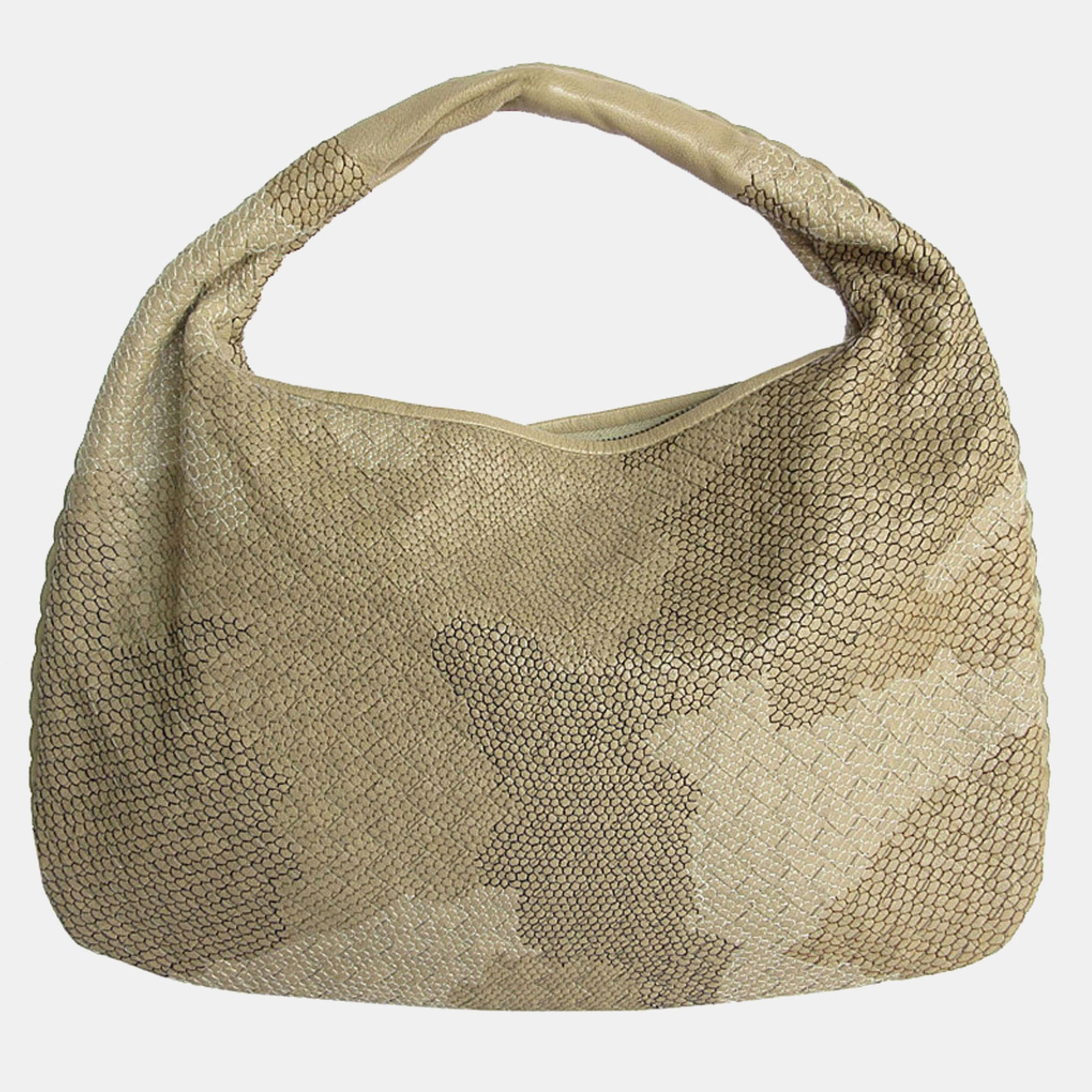 

Bottega Veneta Intrecciato Leather Shoulder Bag In Beige Brown