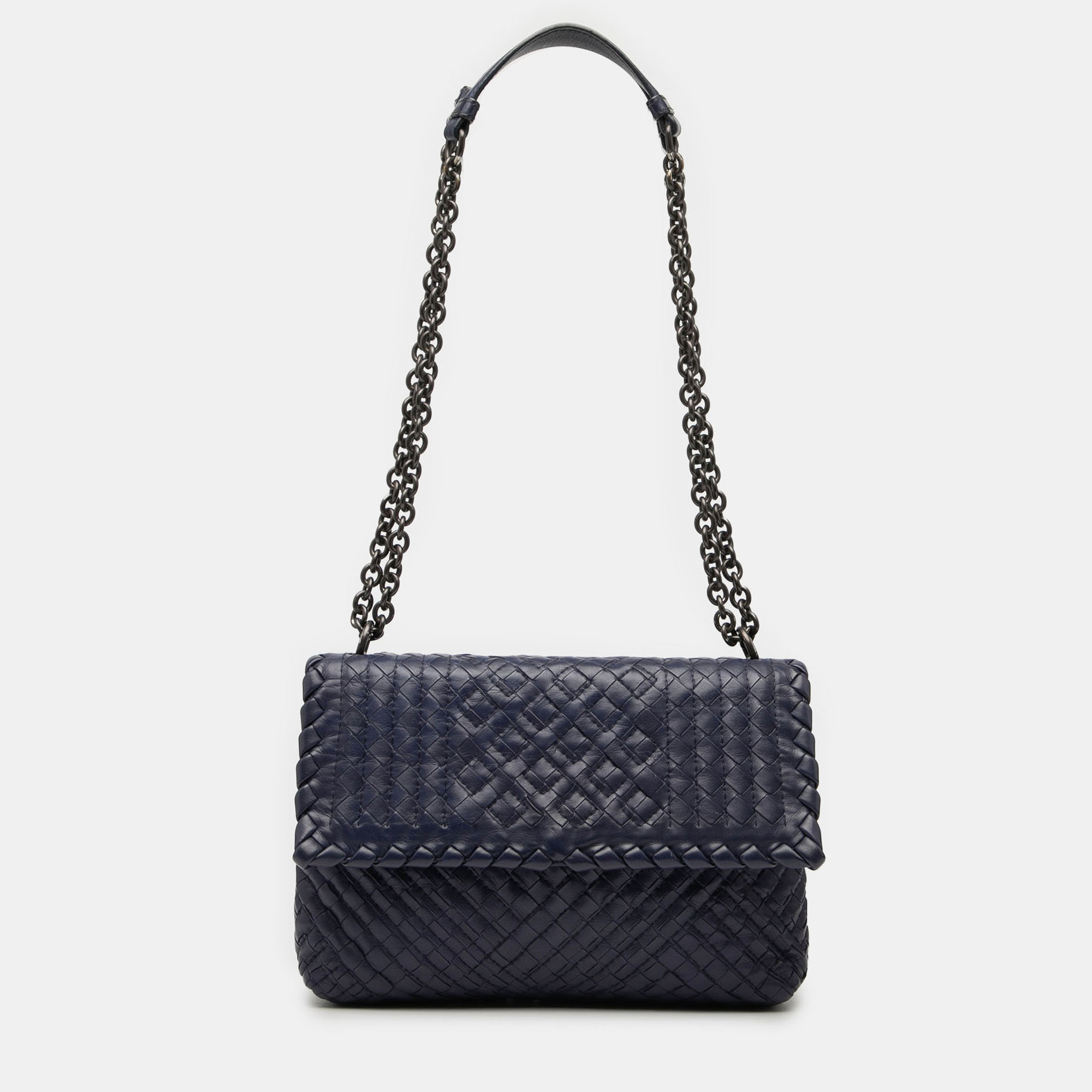 

Bottega Veneta Blue Small Nappa Intrecciato Stitched Olimpia Shoulder Bag