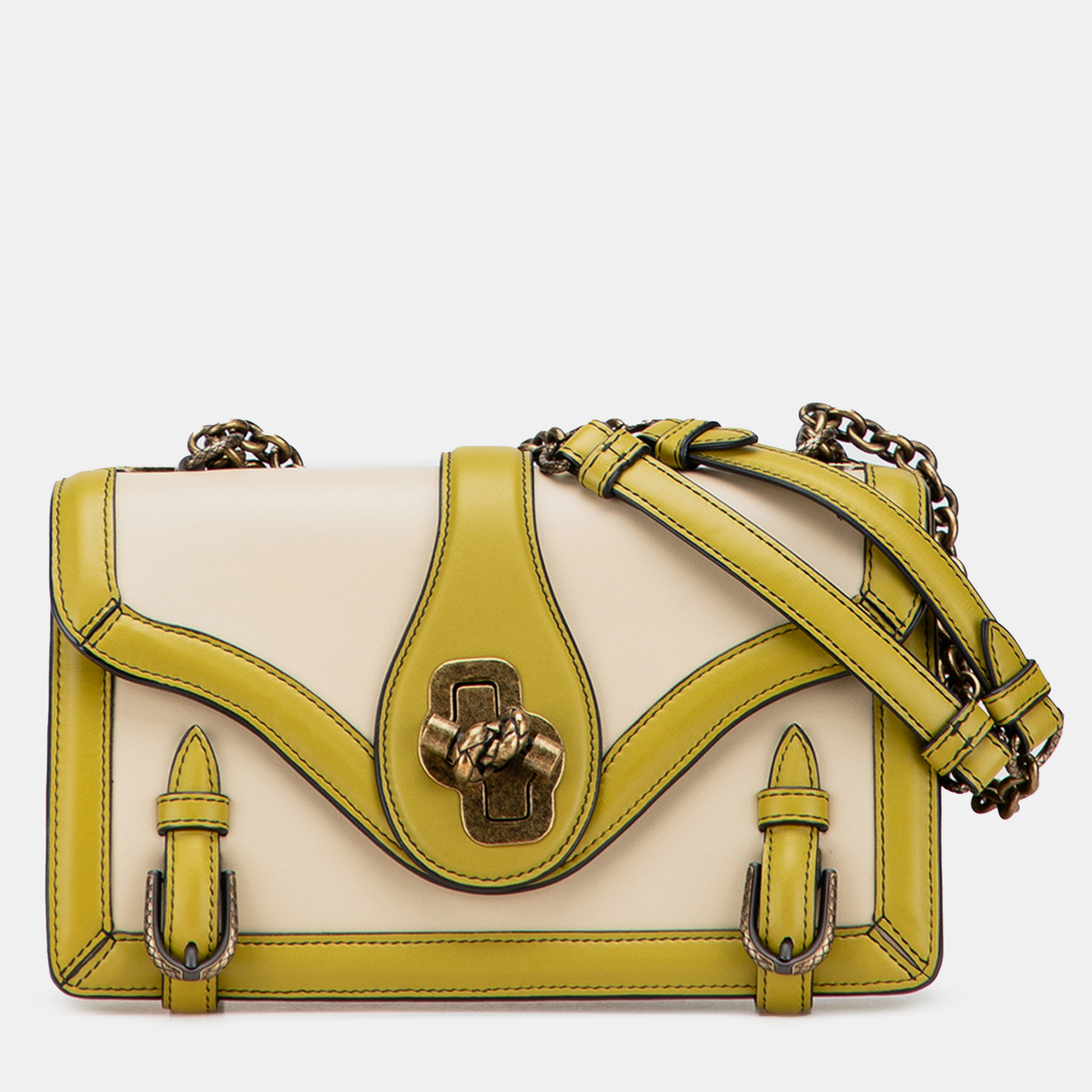 

Bottega Veneta Brown Yellow Bicolor Leather City Knot Shoulder Bag