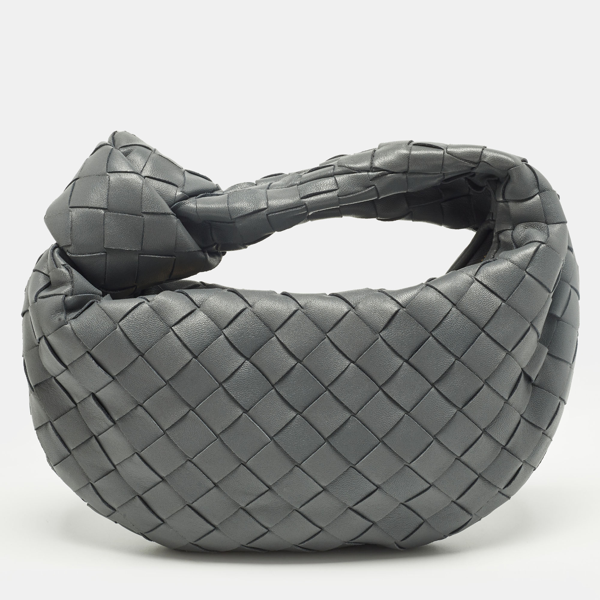 

Bottega Veneta Jodie Mini Grey Intrecciato Leather Hobo