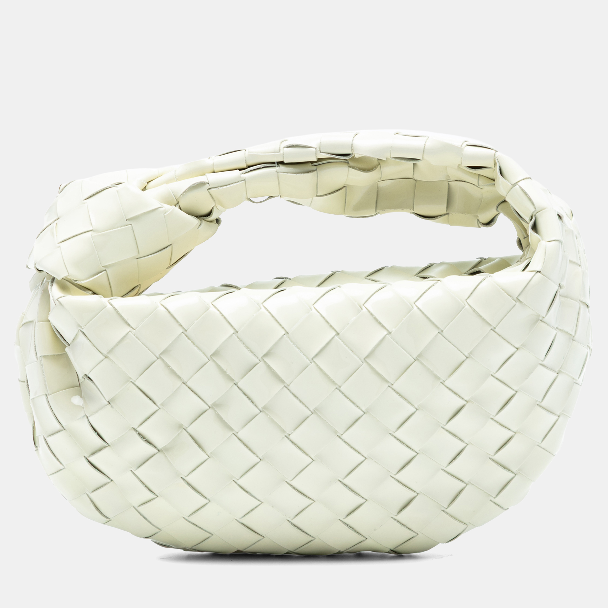 

Bottega Veneta White Mini Patent Intrecciato Jodie