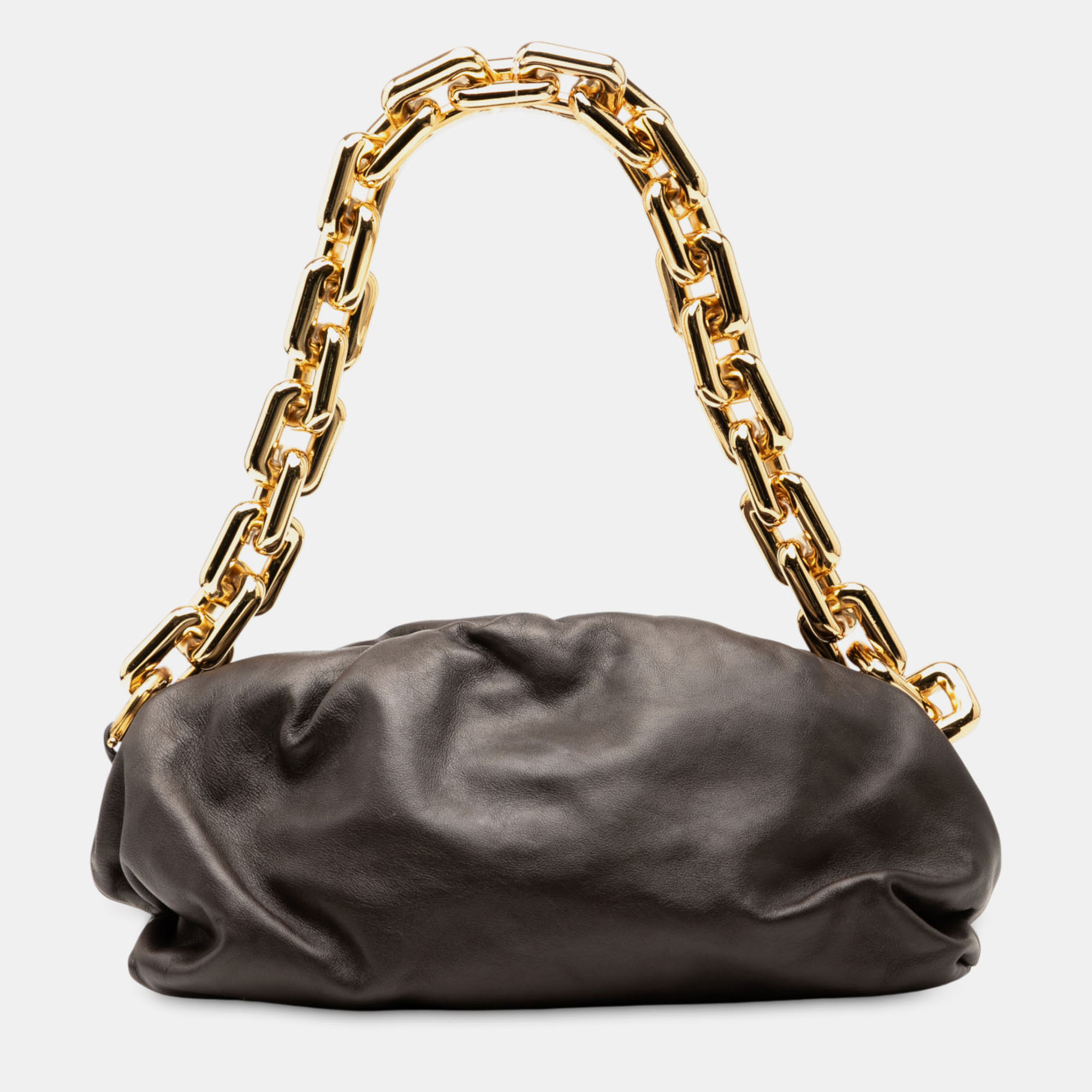 Pre-owned Bottega Veneta Brown Lambskin Chain Pouch