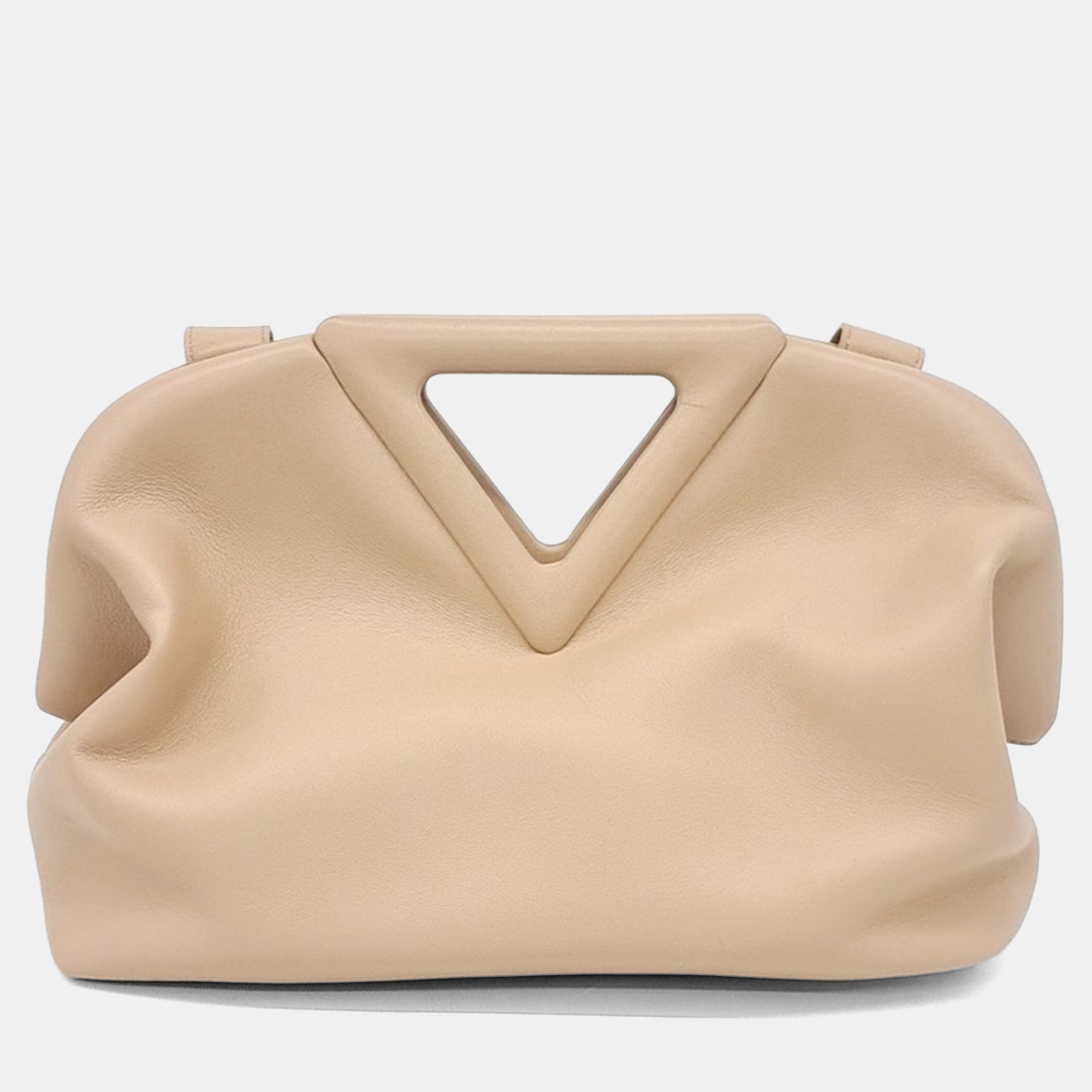 Pre-owned Bottega Veneta Beige Leather Point Bag In Sand