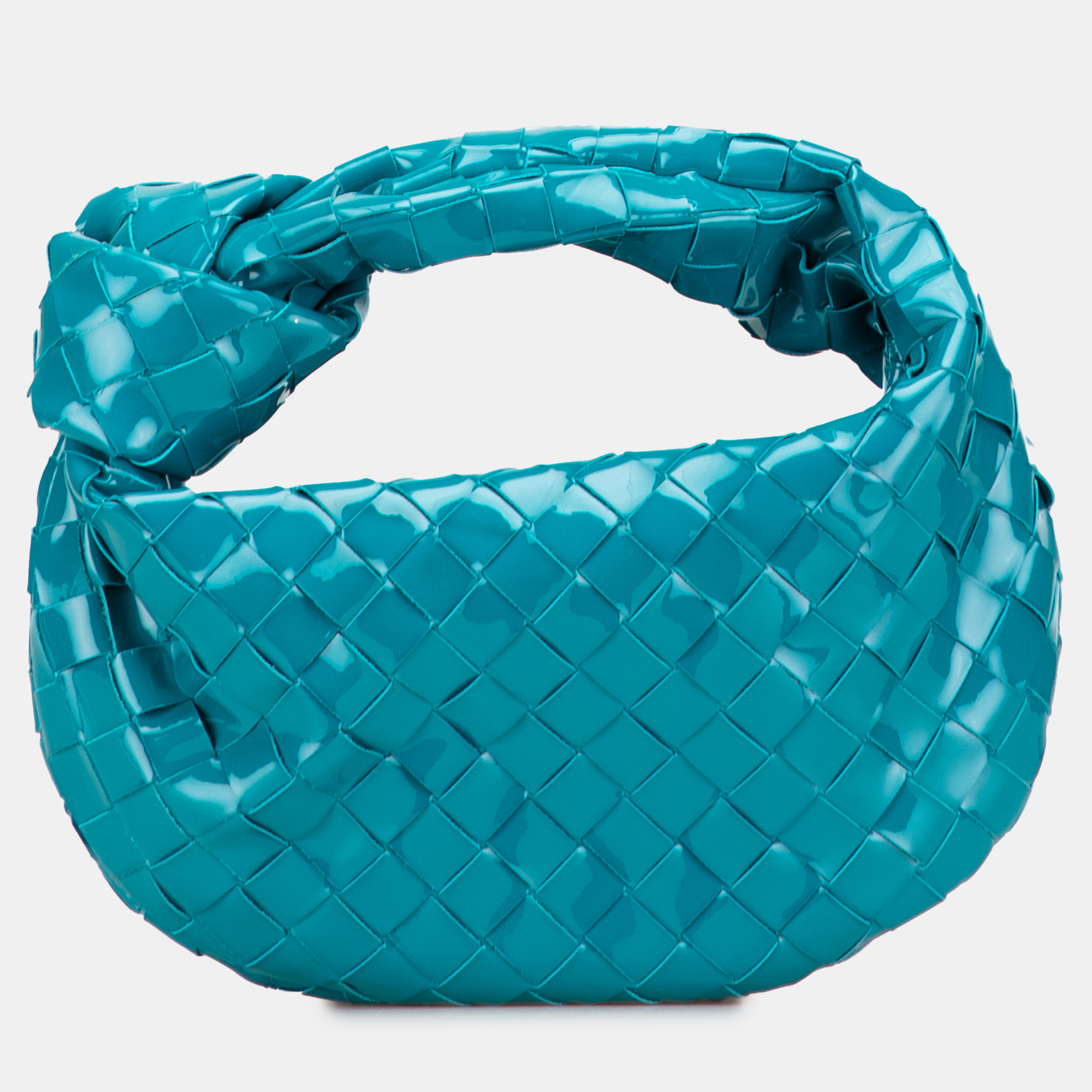 

Bottega Veneta Blue Mini Patent Intrecciato Jodie