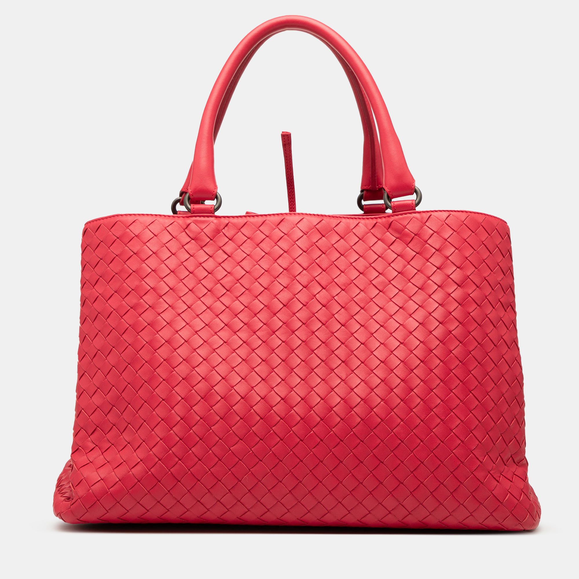 Pre-owned Bottega Veneta Red Nappa Intrecciato Milano Tote