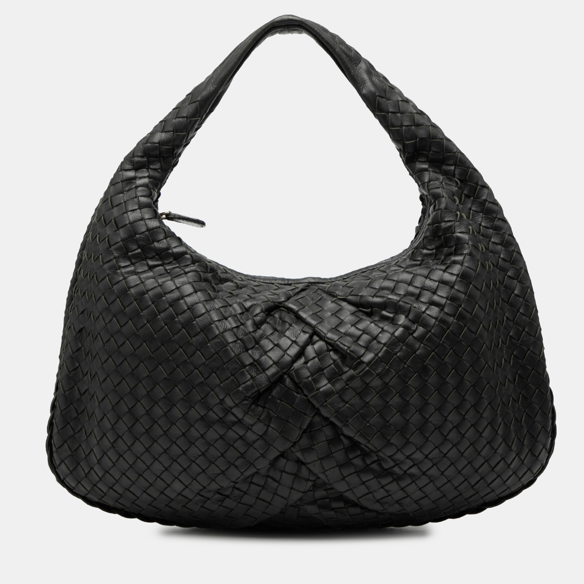 

Bottega Veneta Black Small Nappa Intrecciato Pleated Veneta Hobo