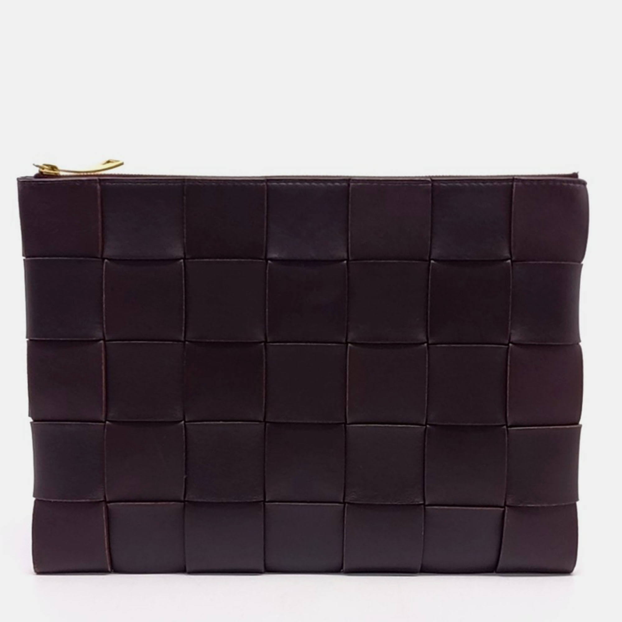 Pre-owned Bottega Veneta Burgundy Leather Mesh Clutch