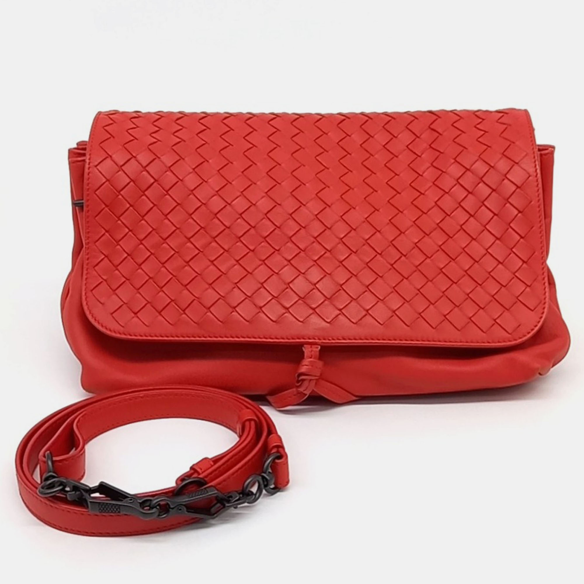 

Bottega Veneta Orange Leather Mesh Shoulder Bag