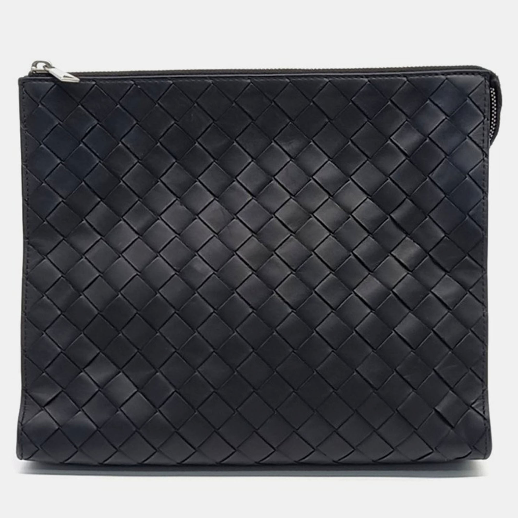 Pre-owned Bottega Veneta Black Leather Mesh Clutch