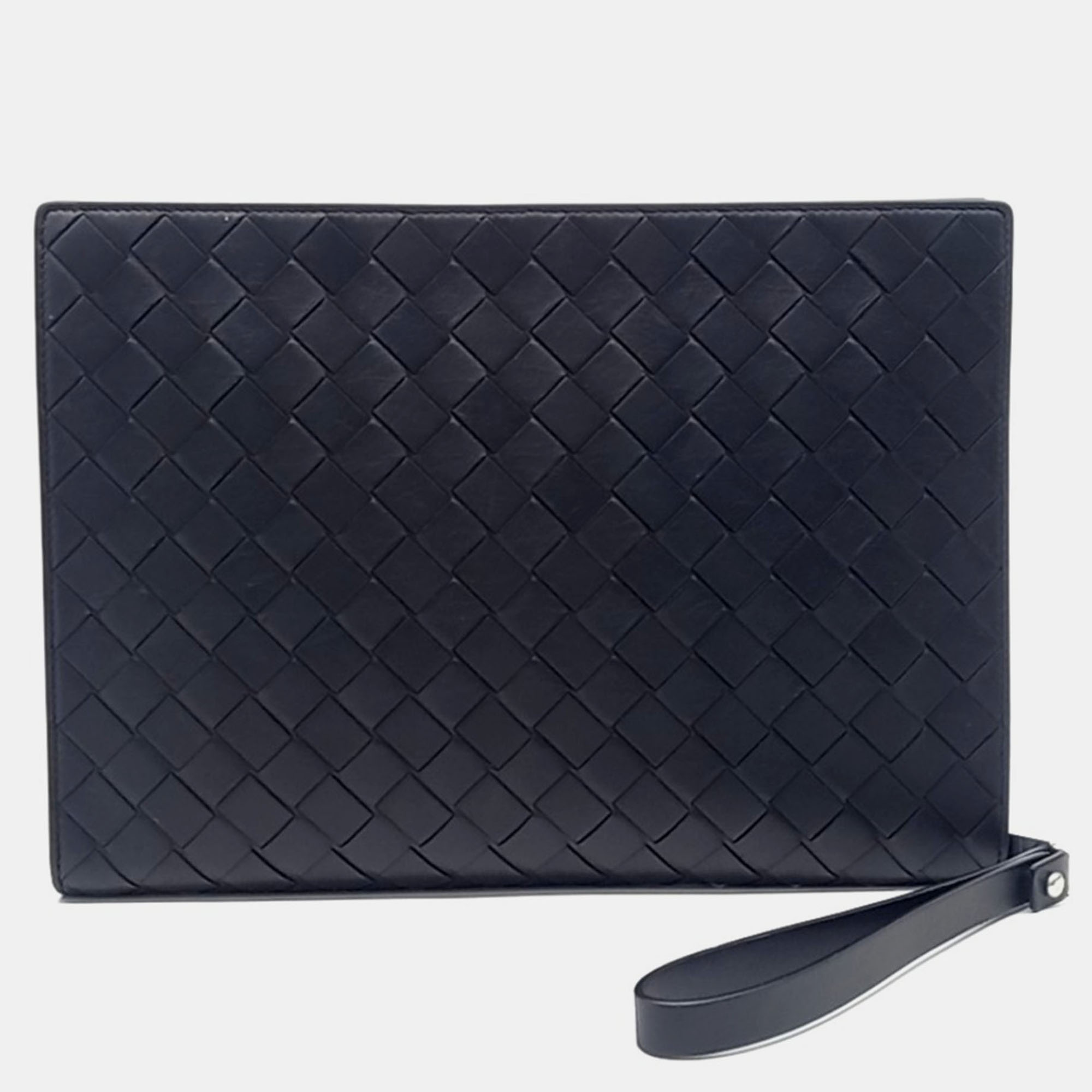 Pre-owned Bottega Veneta Black Leather Mesh Clutch