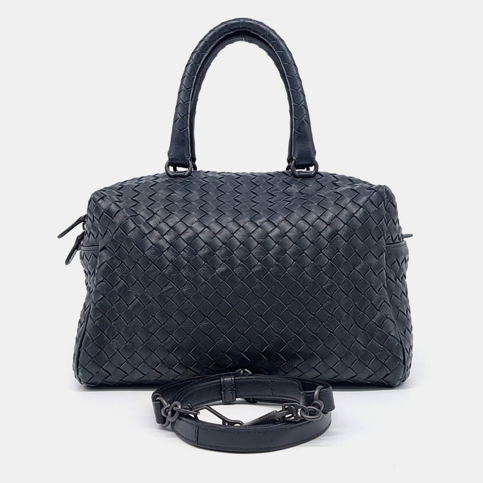 Pre-owned Bottega Veneta Black Leather Mesh Tote