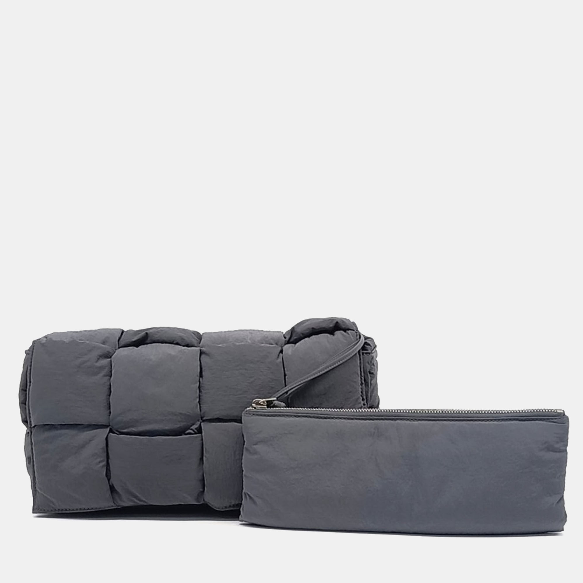 

Bottega Veneta Grey Fabric Padded Tech Cassette Bag