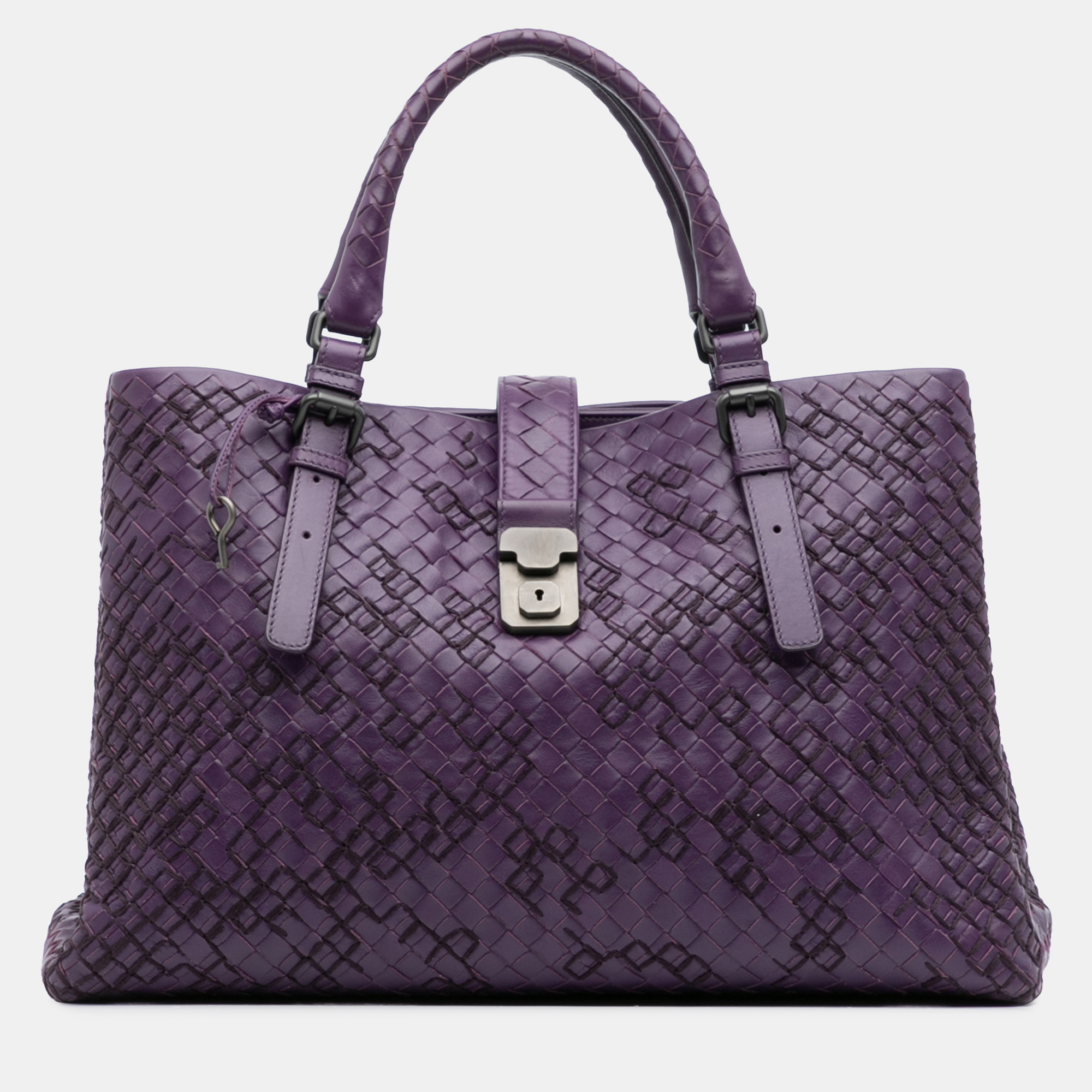 

Bottega Veneta Purple Medium Nappa Intrecciato Stitched Roma Tote