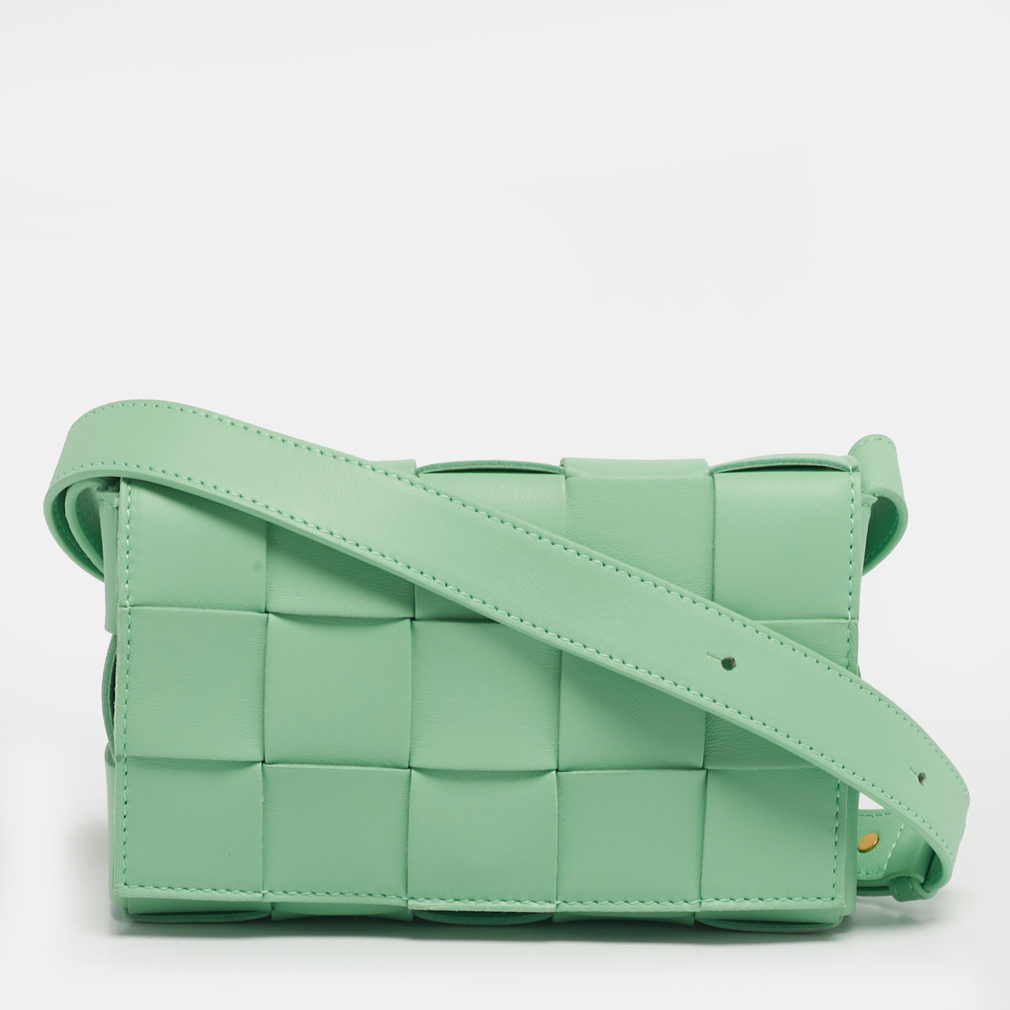 

Bottega Veneta Cassette Small Light Green Leather Shoulder Bag